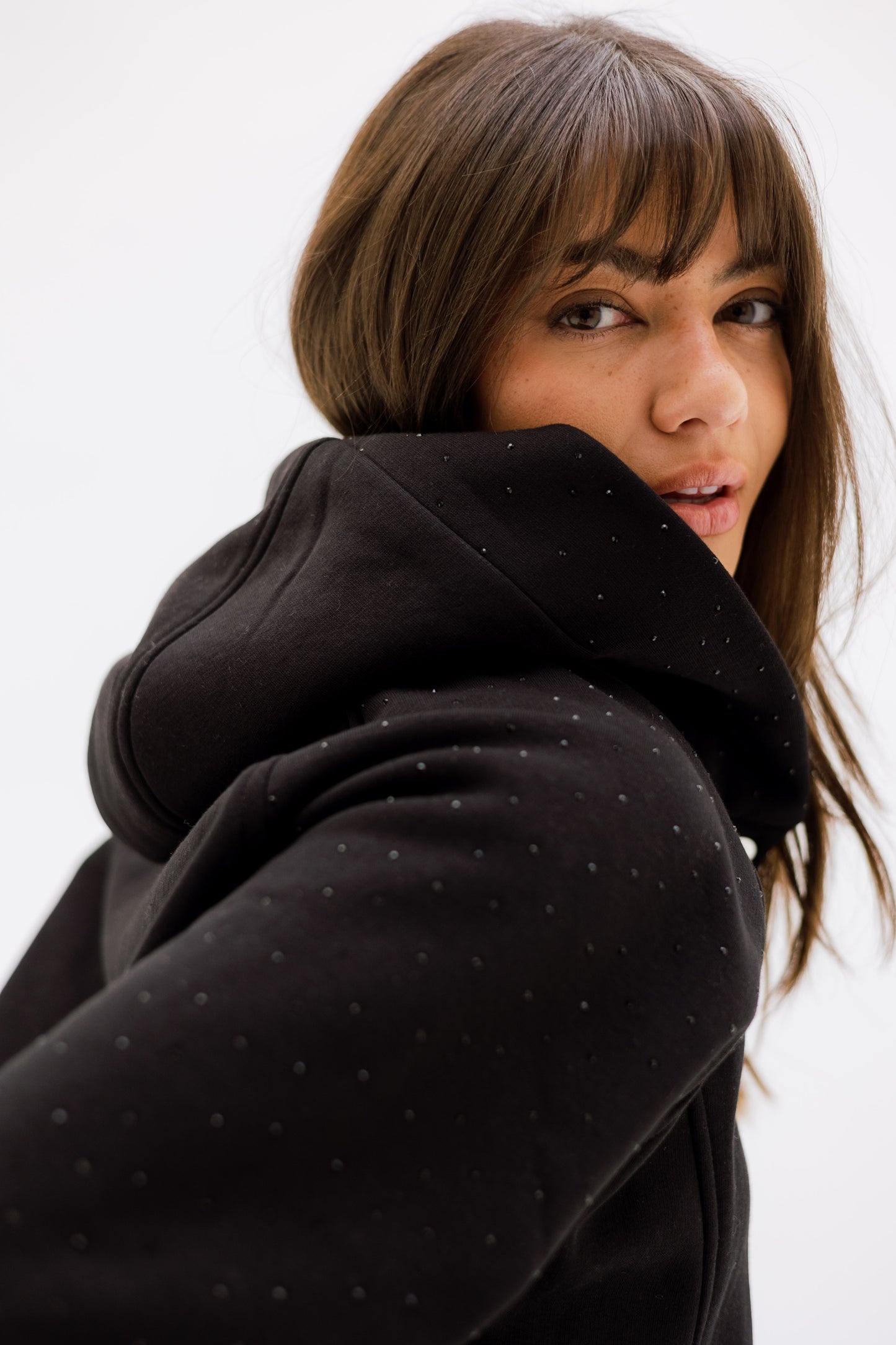 Rhinestone Whisper Hoodie - black
