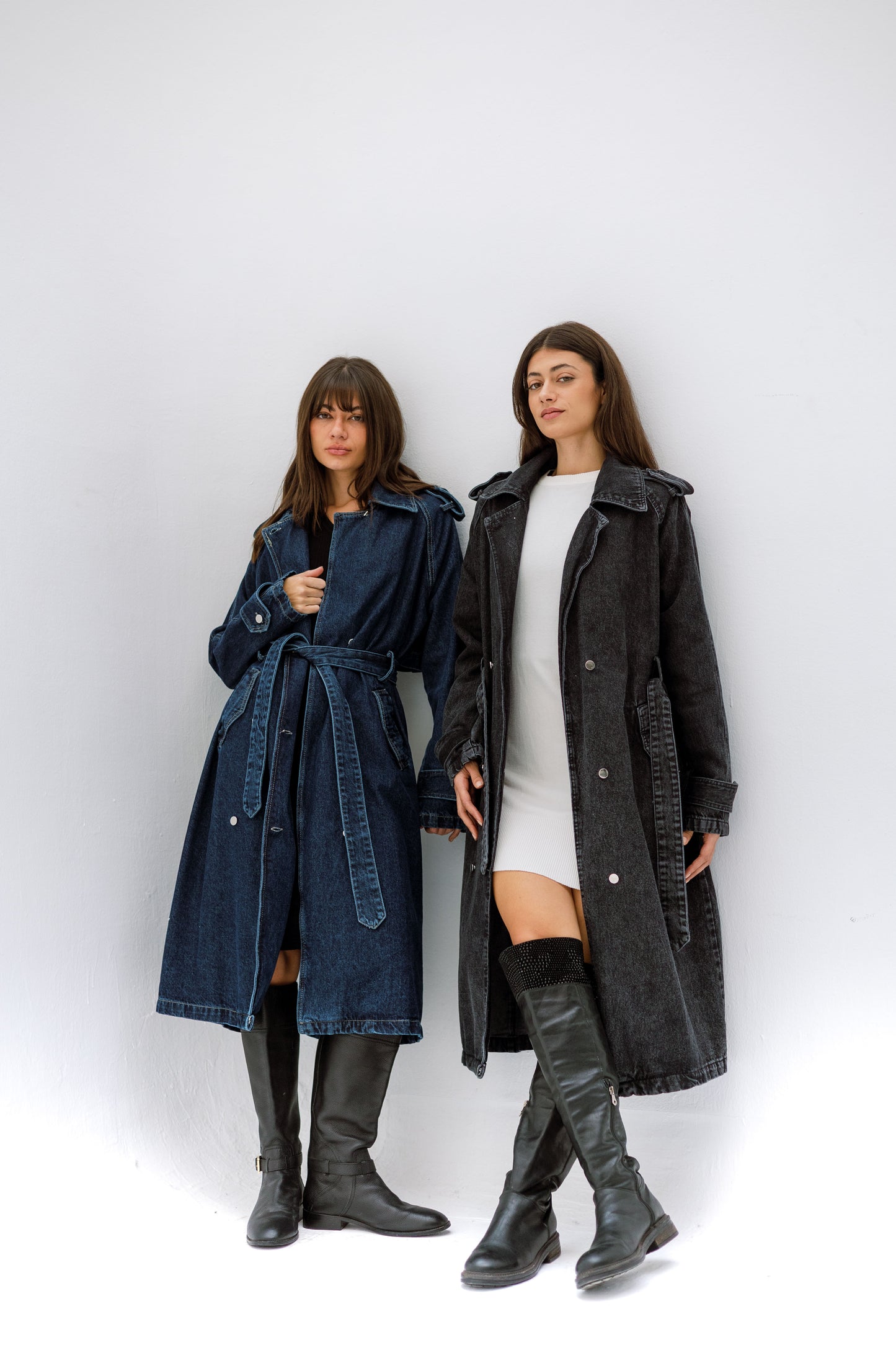 Denim trench coat - NAVY