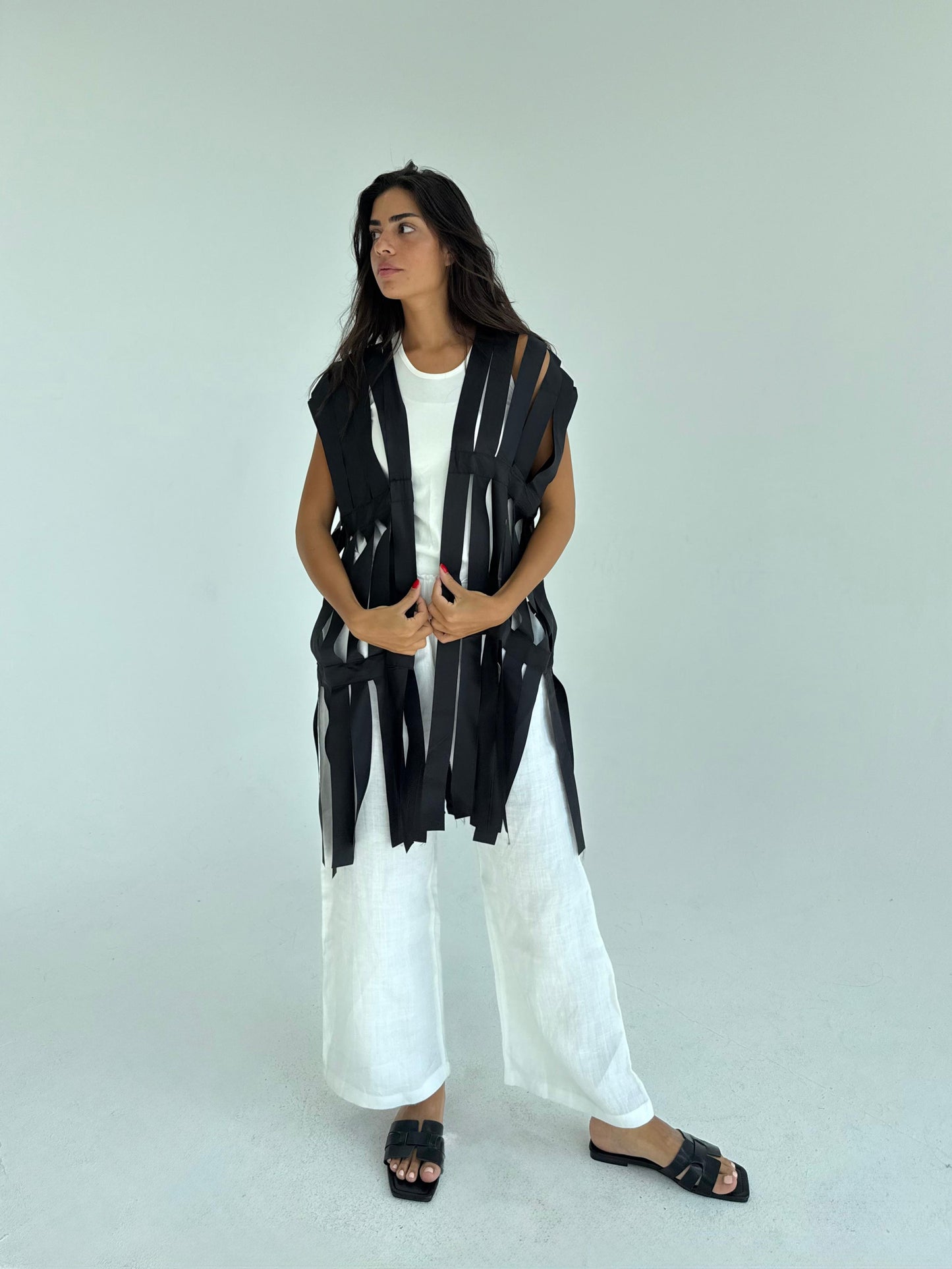 Cut out fringes summer cardigan
