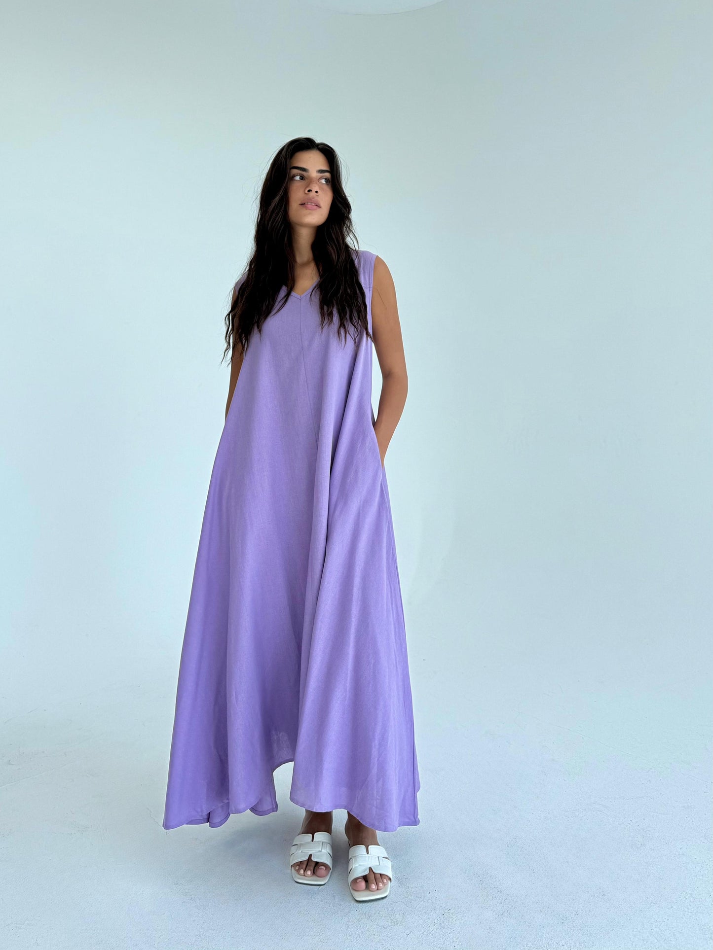 Flowy linen tee dress