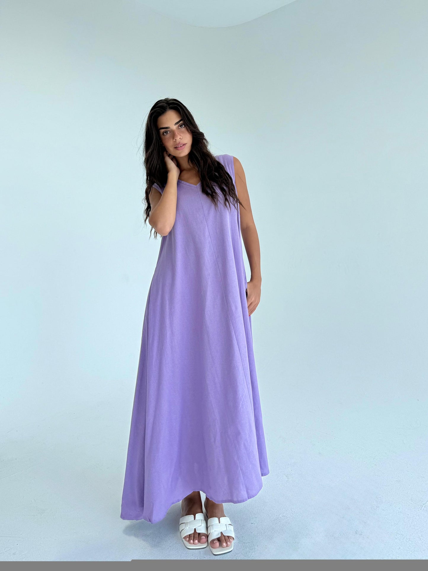 Flowy linen tee dress