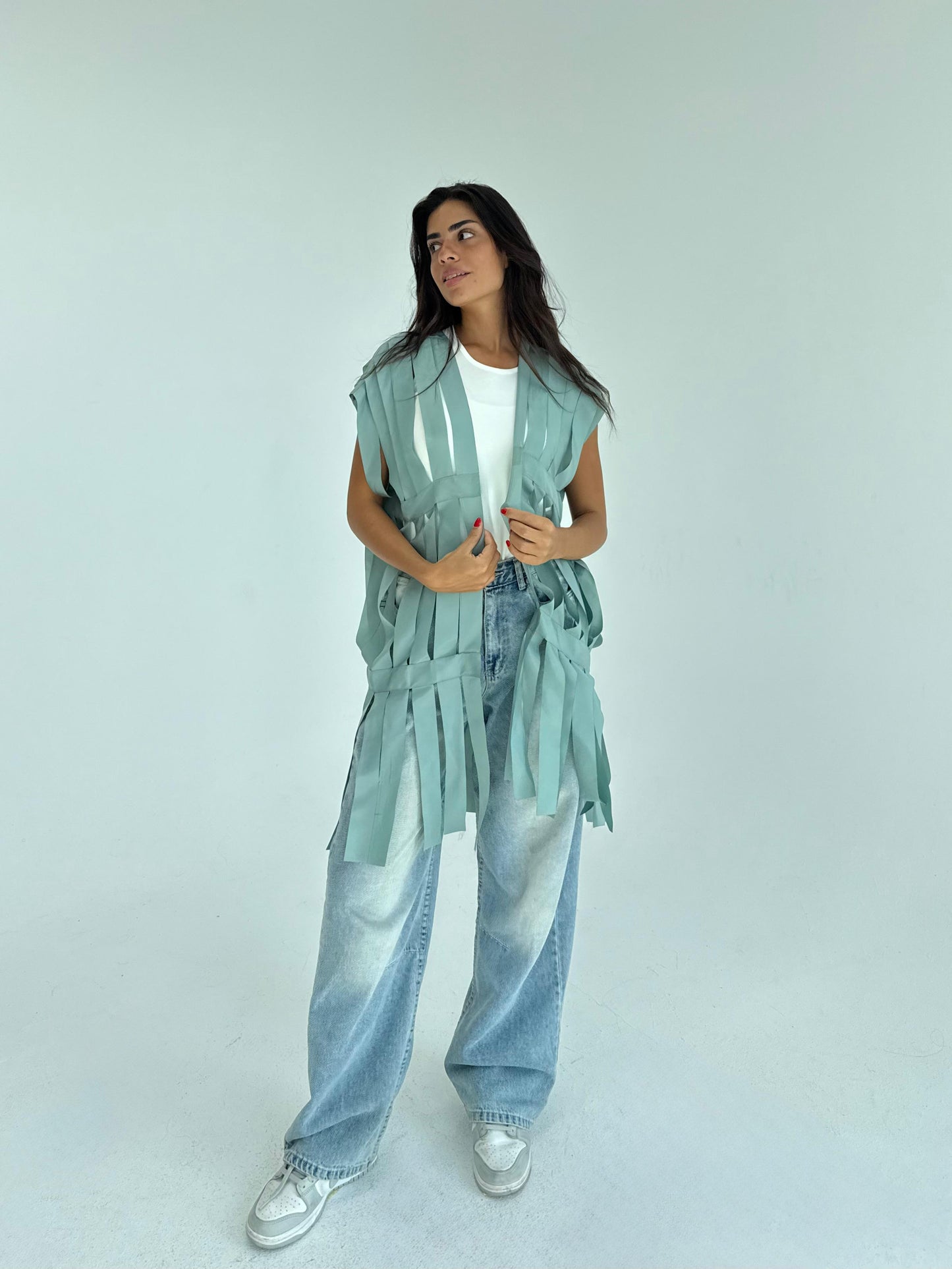 Cut out fringes summer cardigan