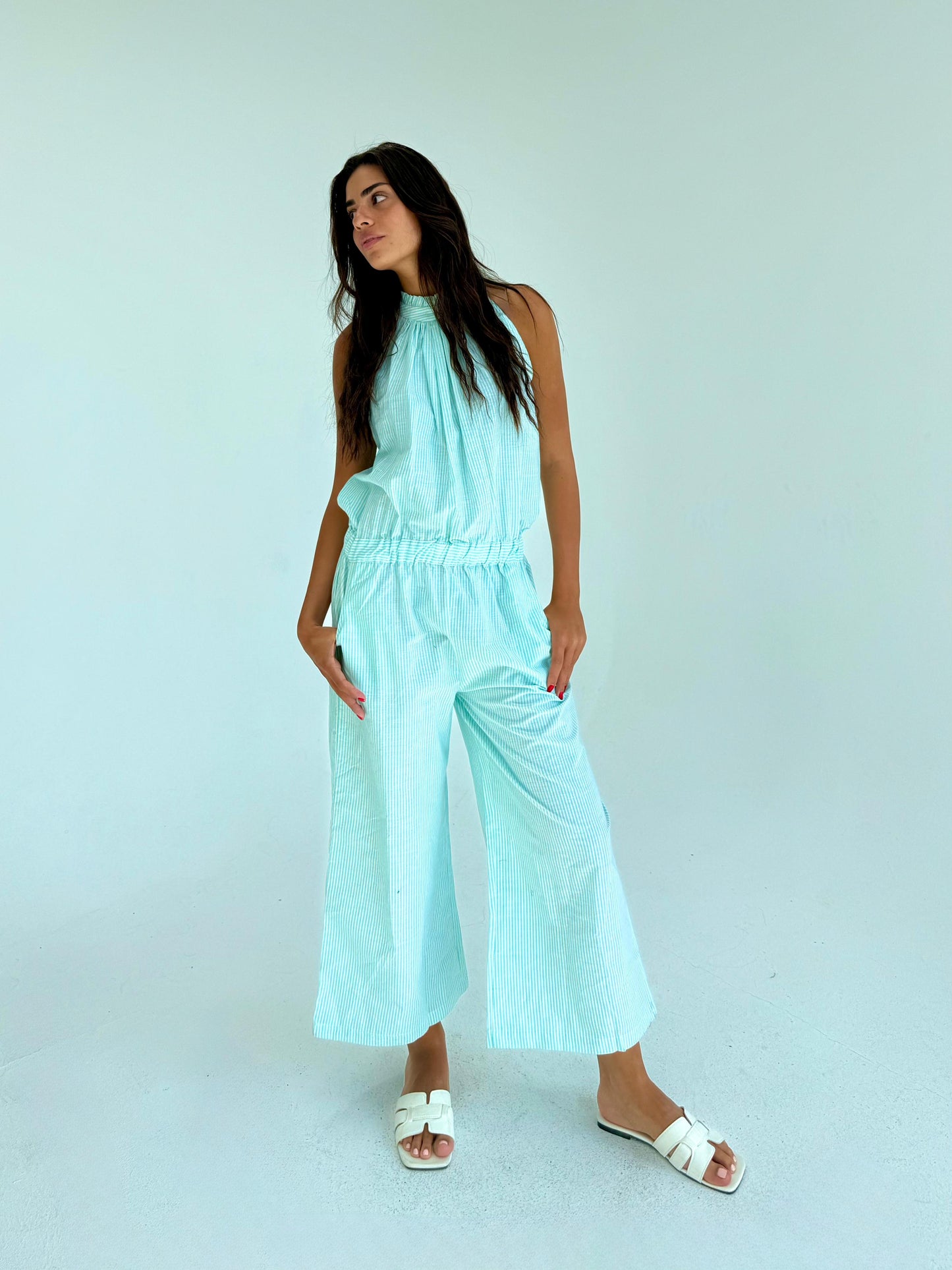 sleeveless Stripped jump suite
