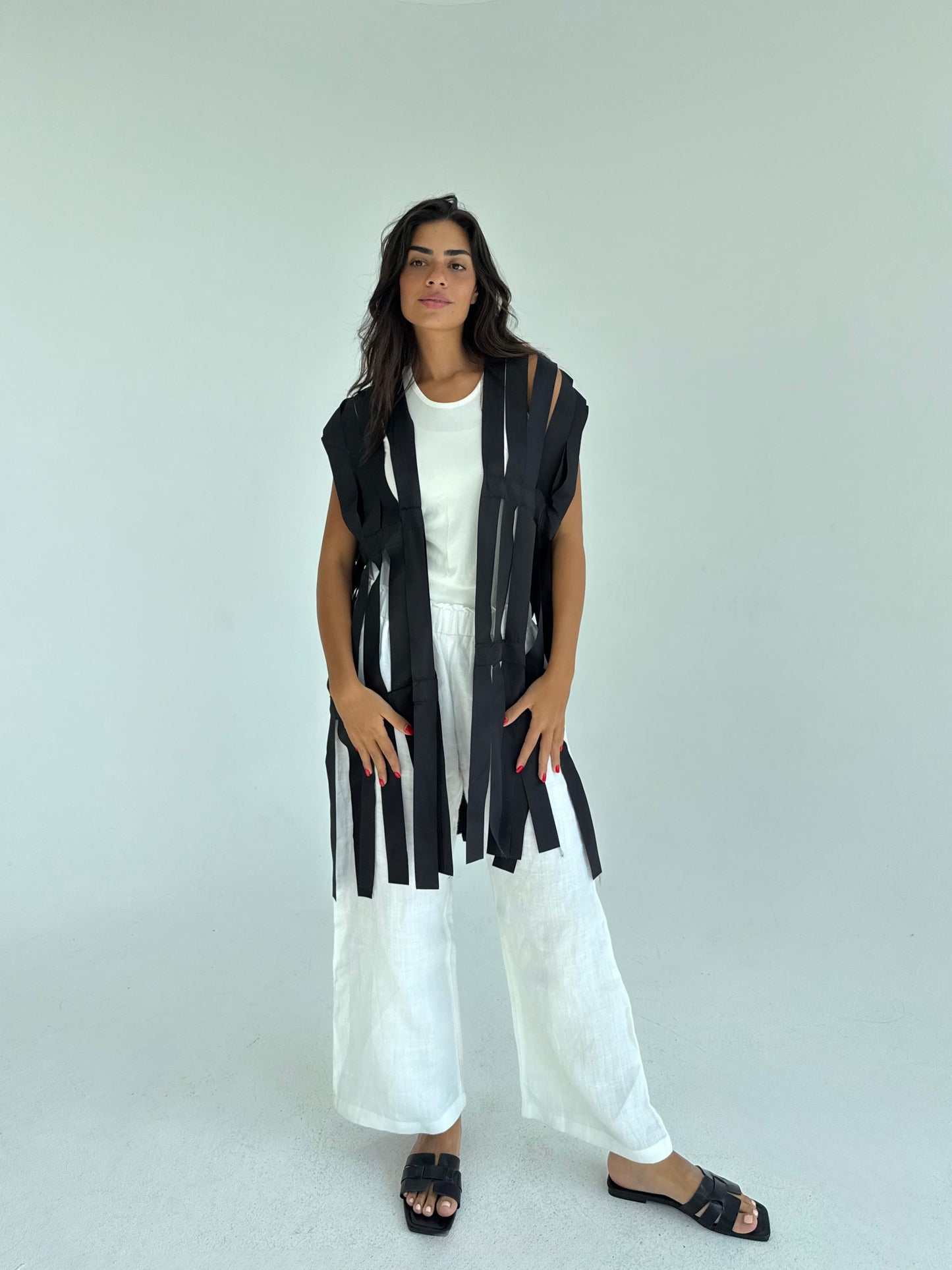 Cut out fringes summer cardigan