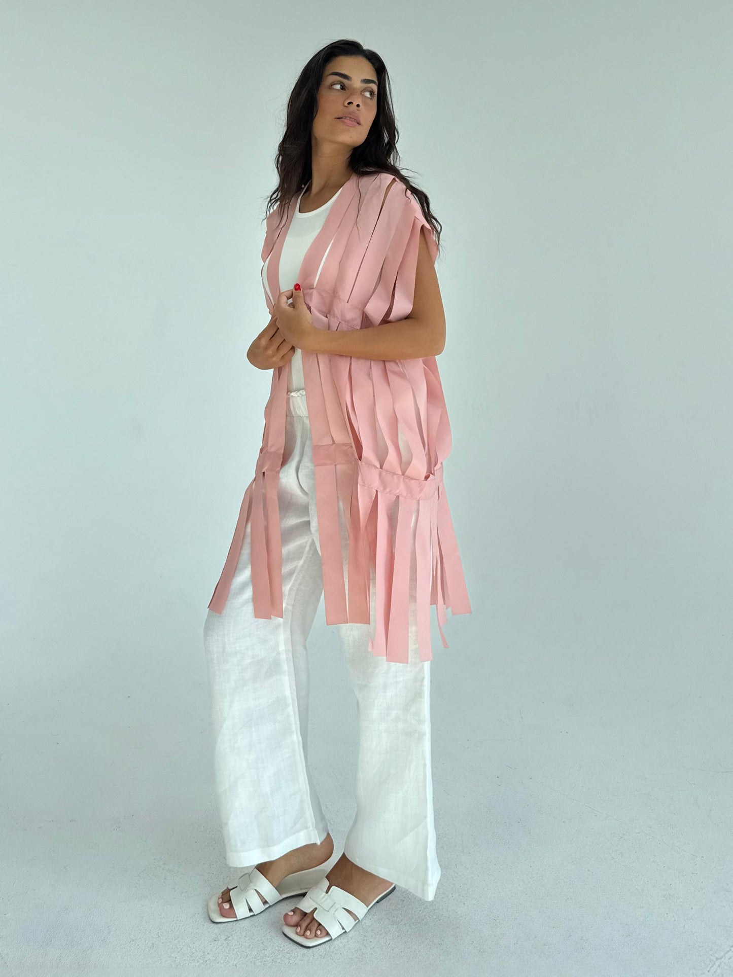 Cut out fringes summer cardigan