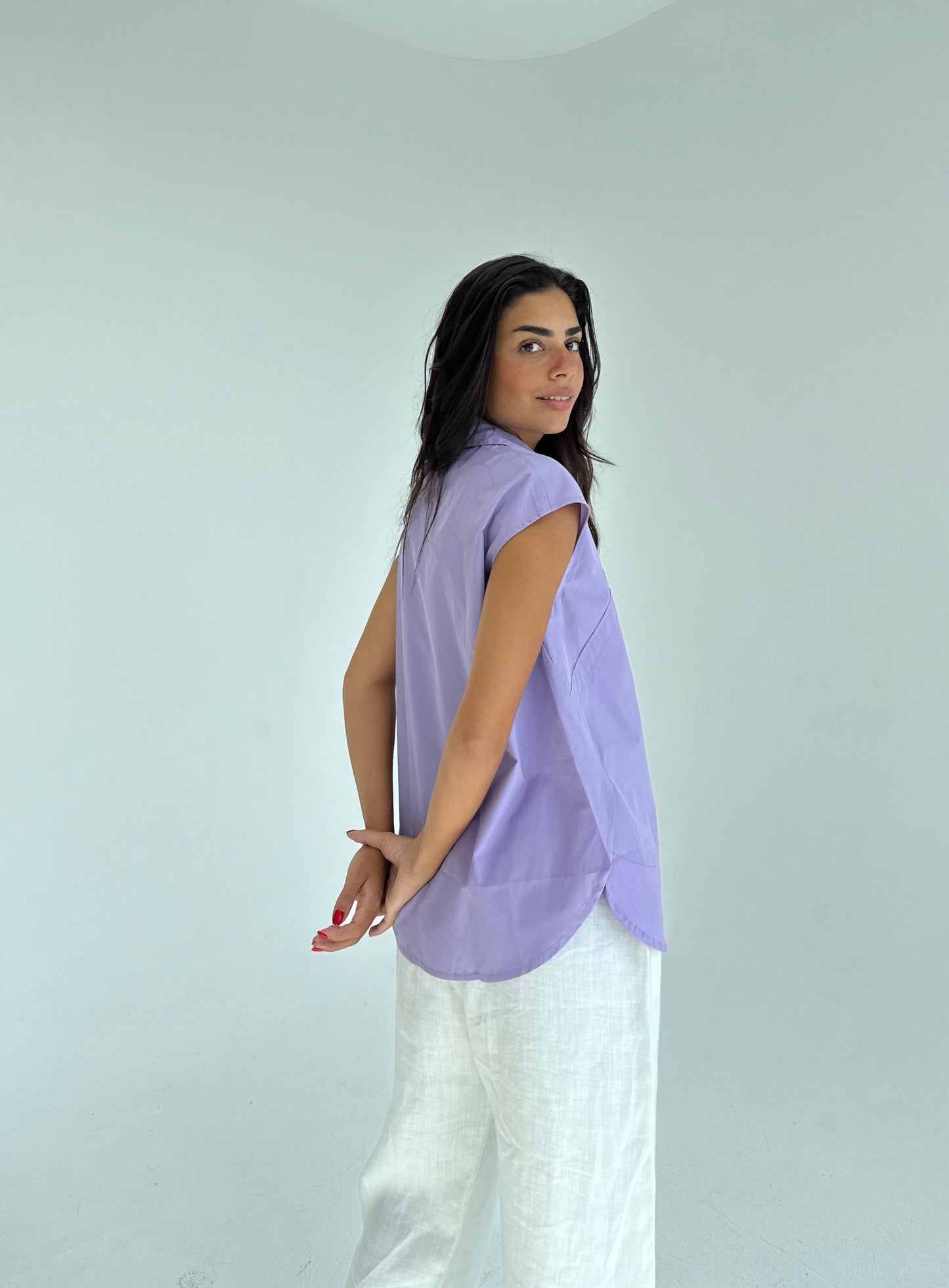 Purply Sleeveless solid Shirt