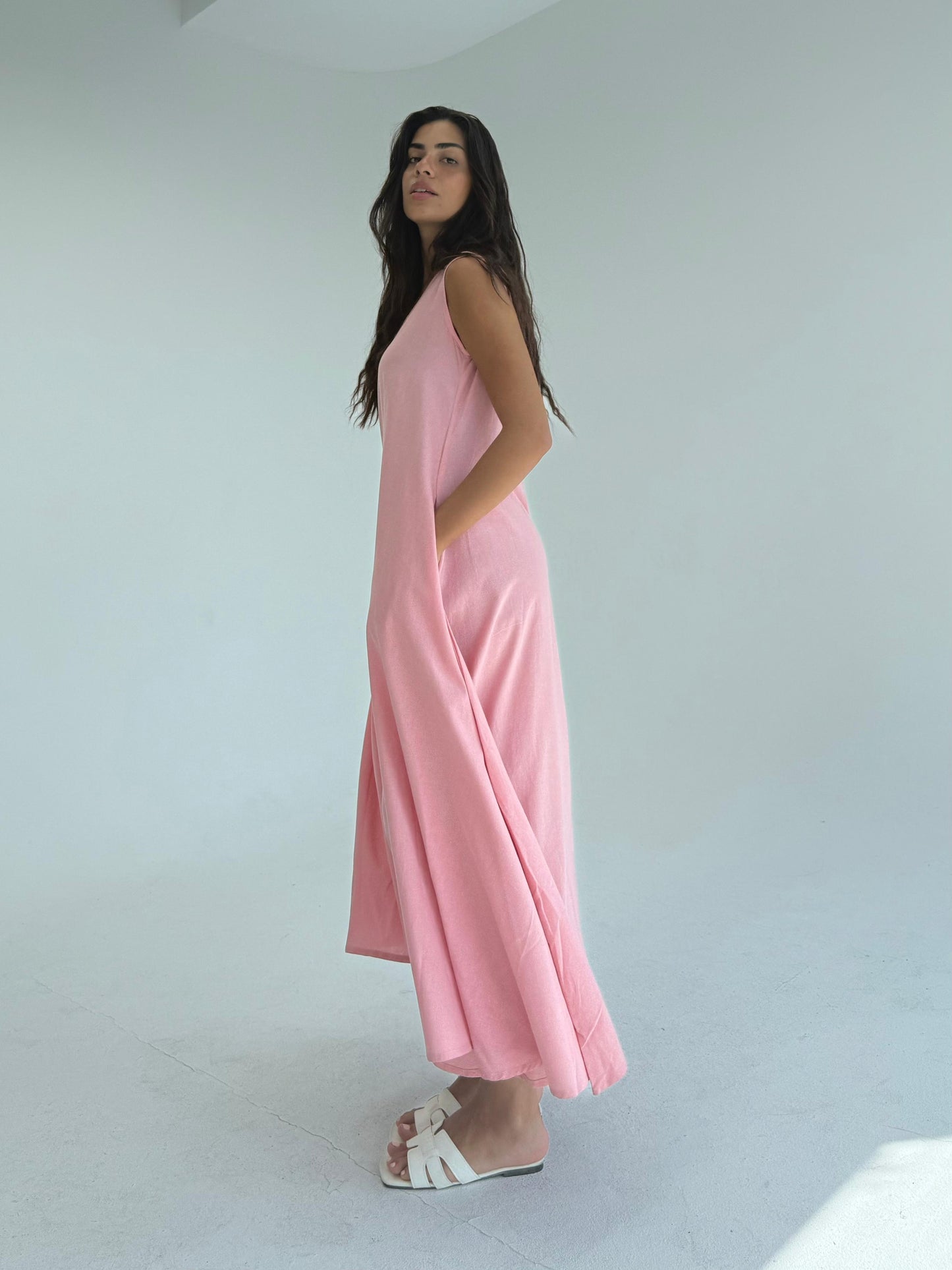 Flowy linen tee dress