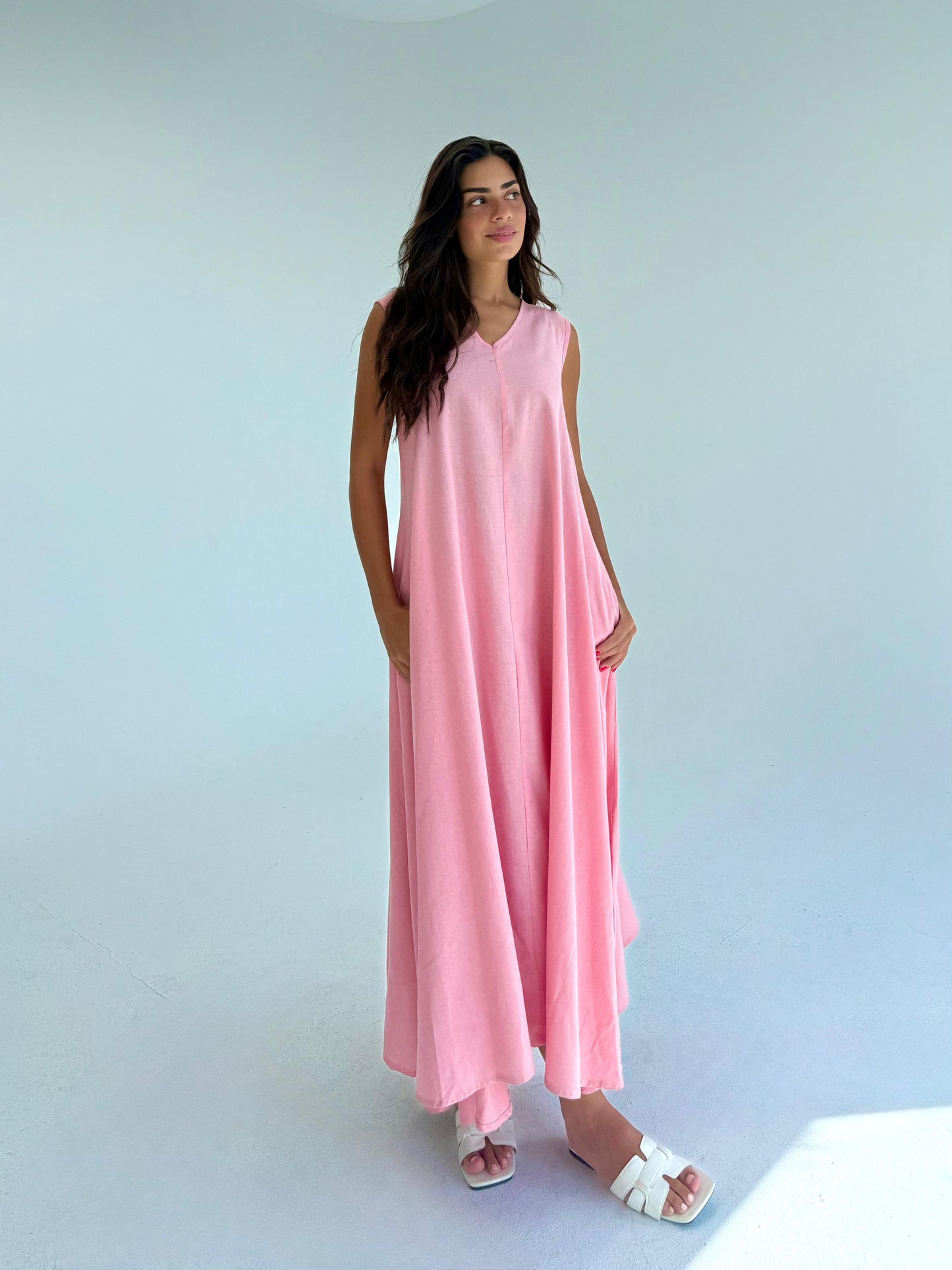 Flowy linen tee dress
