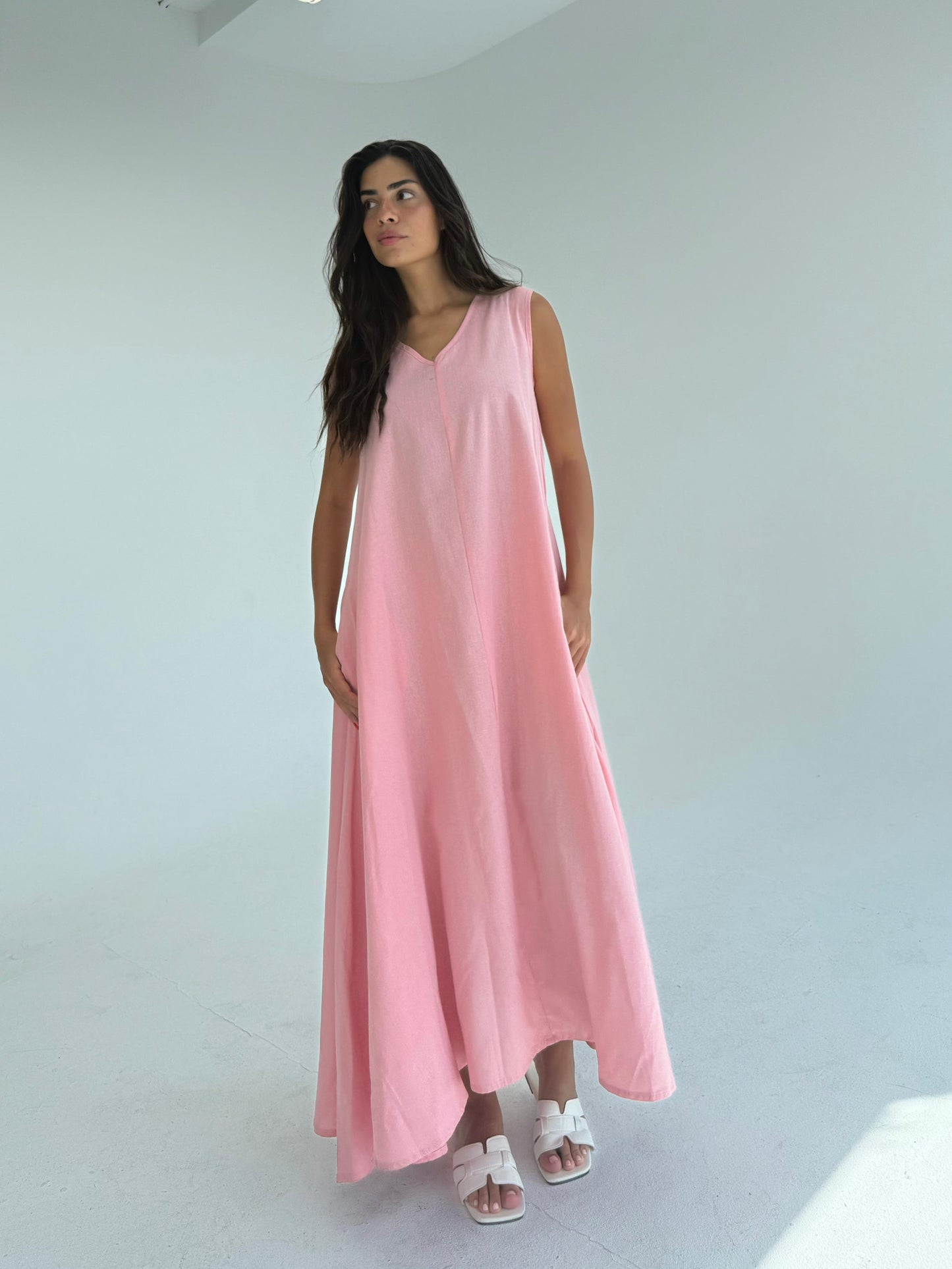 Flowy linen tee dress