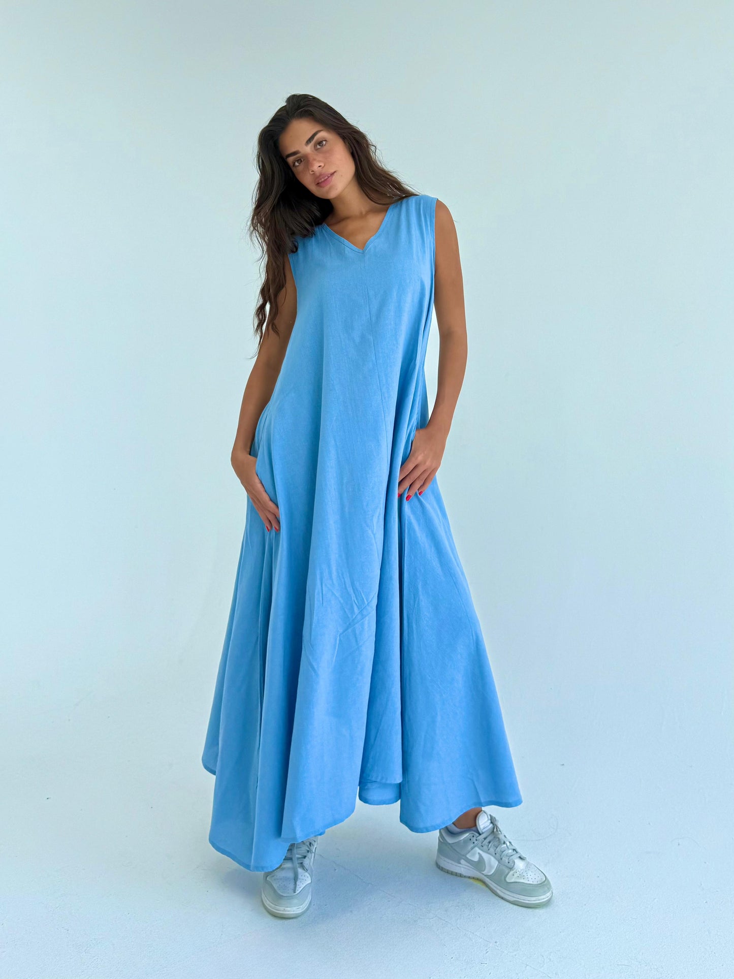 Flowy linen tee dress