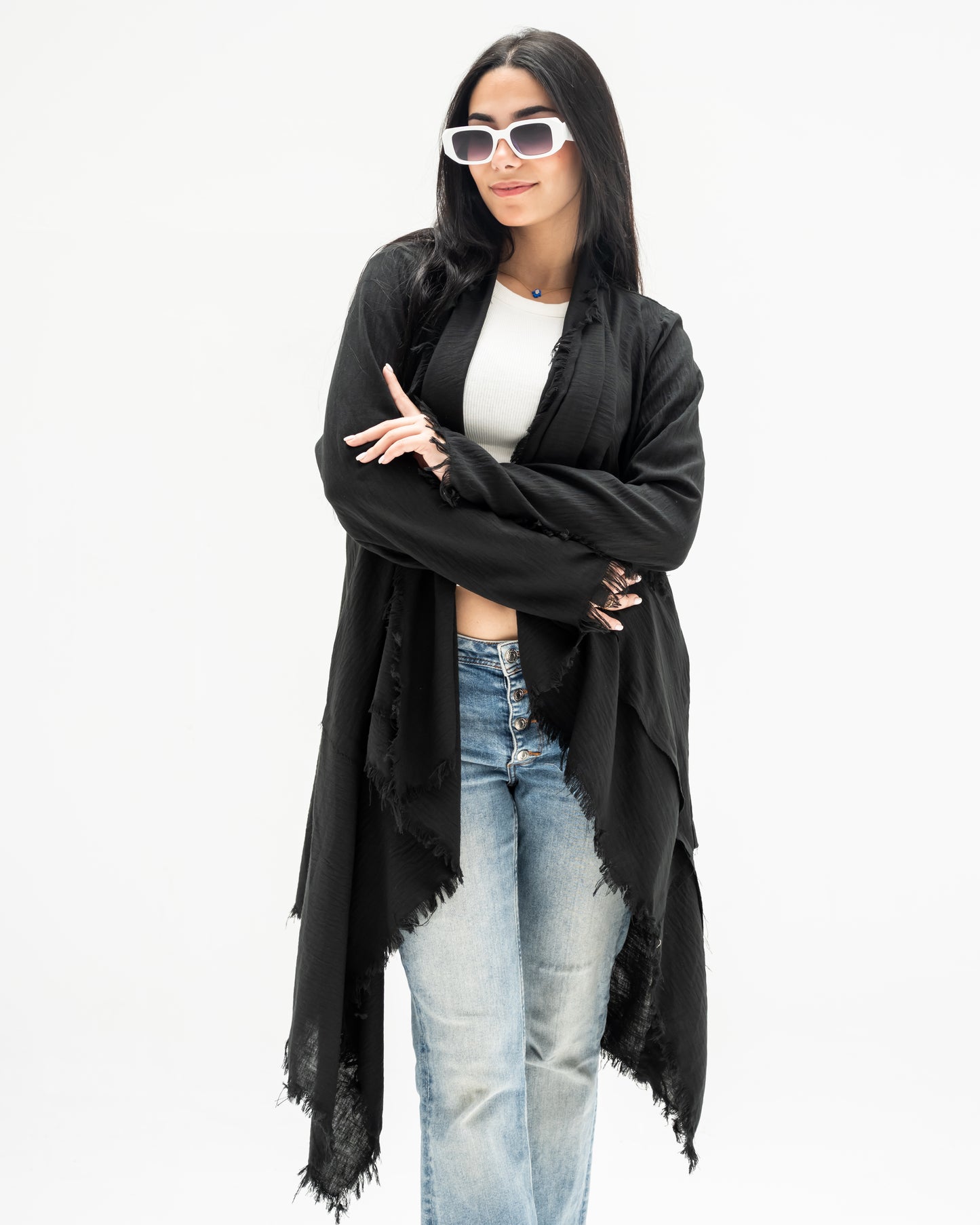 fringes linen cardigan