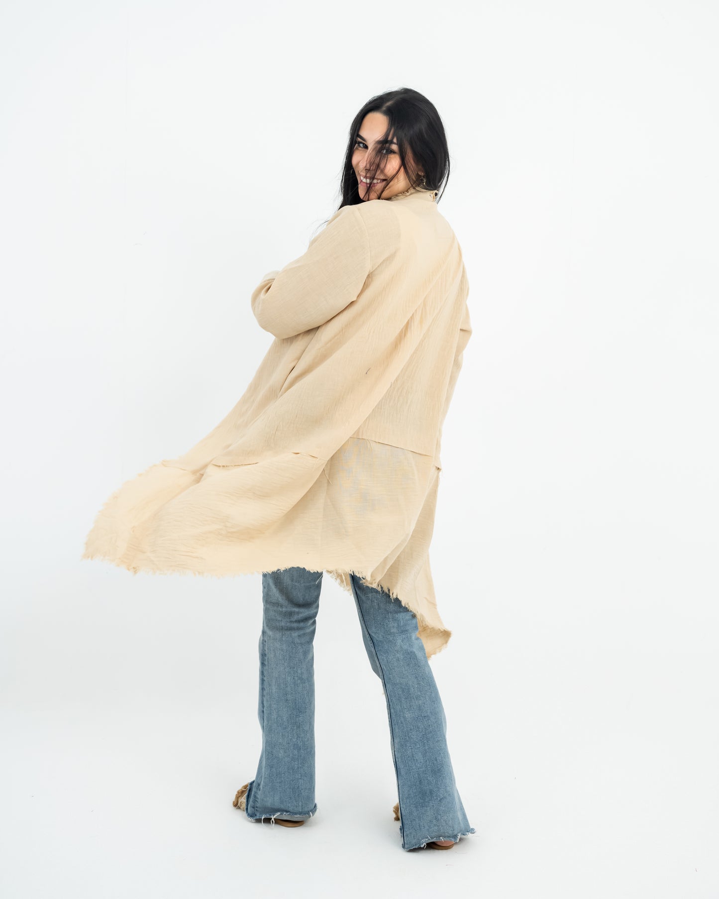 fringes linen cardigan