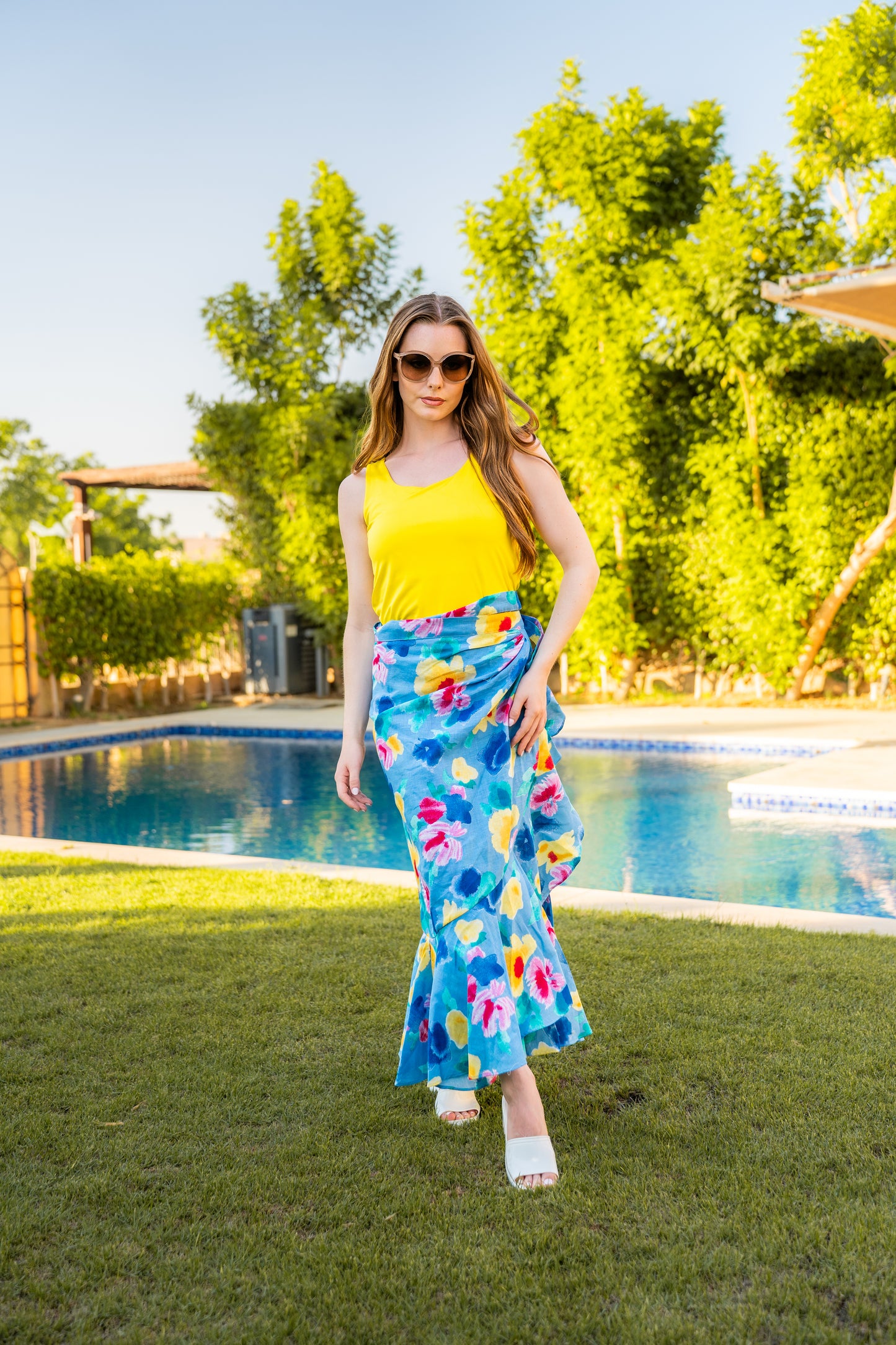 flowery wrap skirt