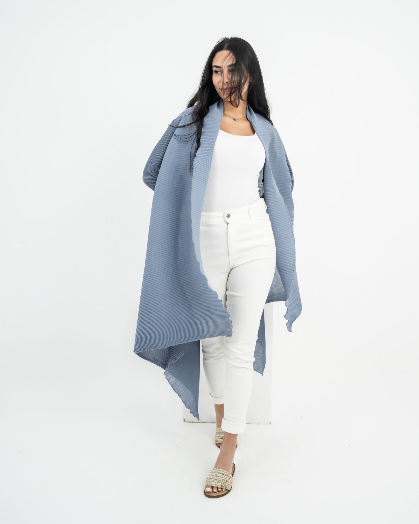 Plissé ruffle cardigan