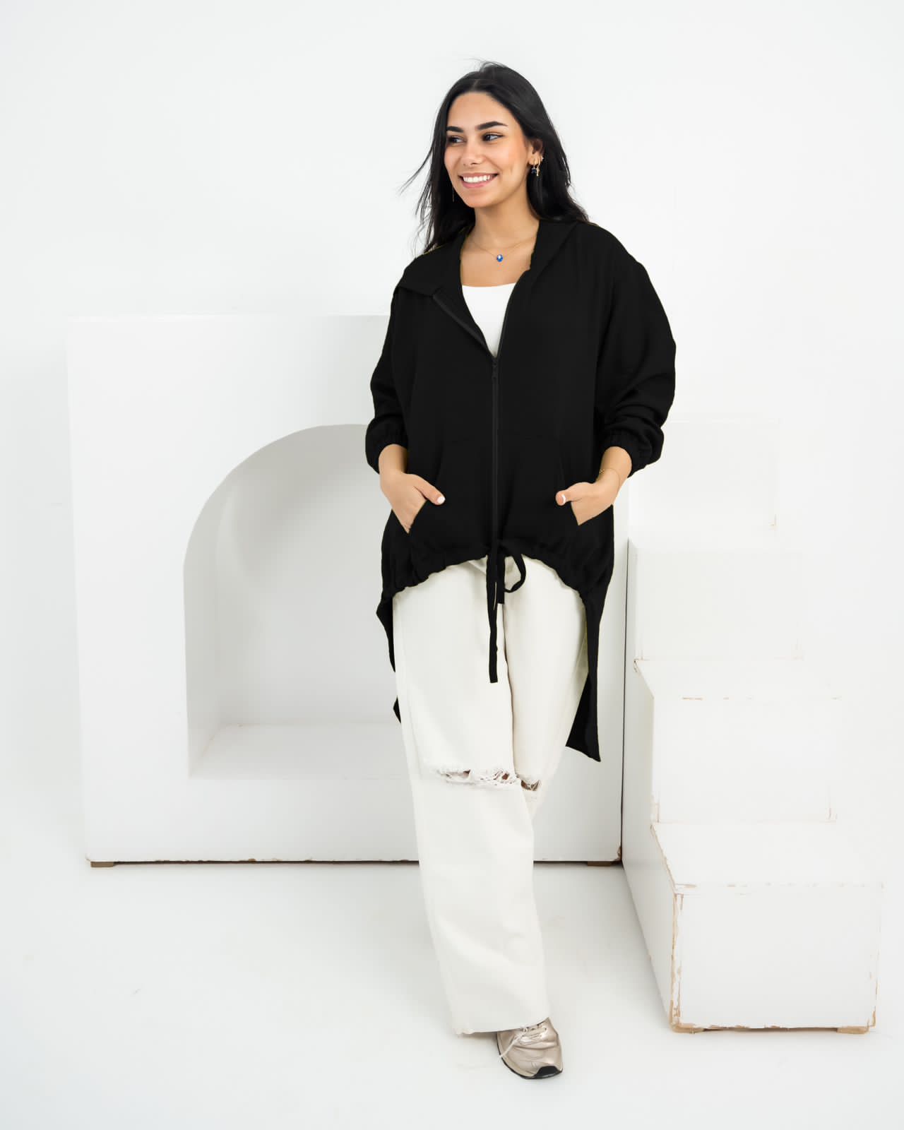 High law zipper cardigan