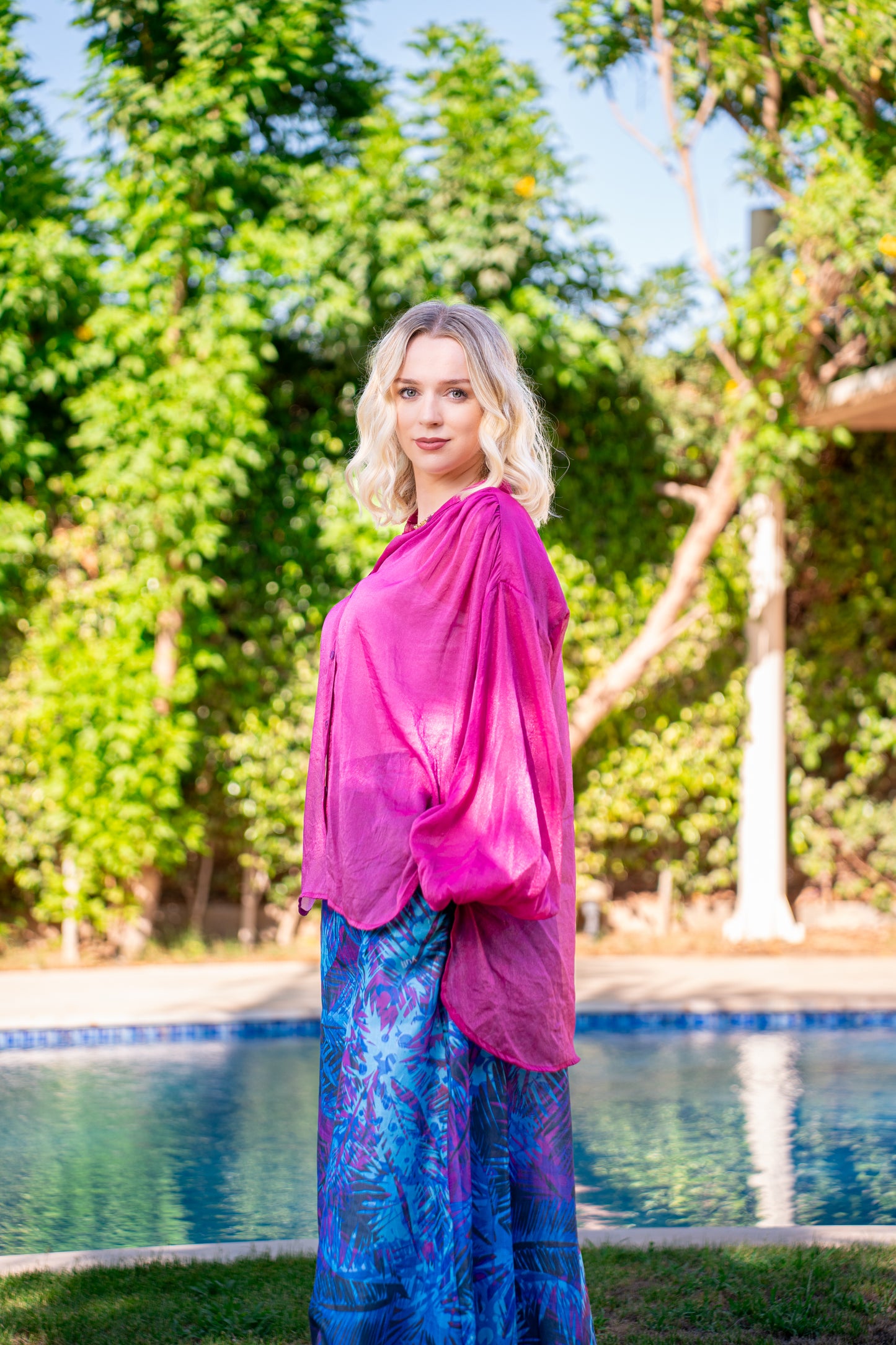 Tropical Print wide leg pants