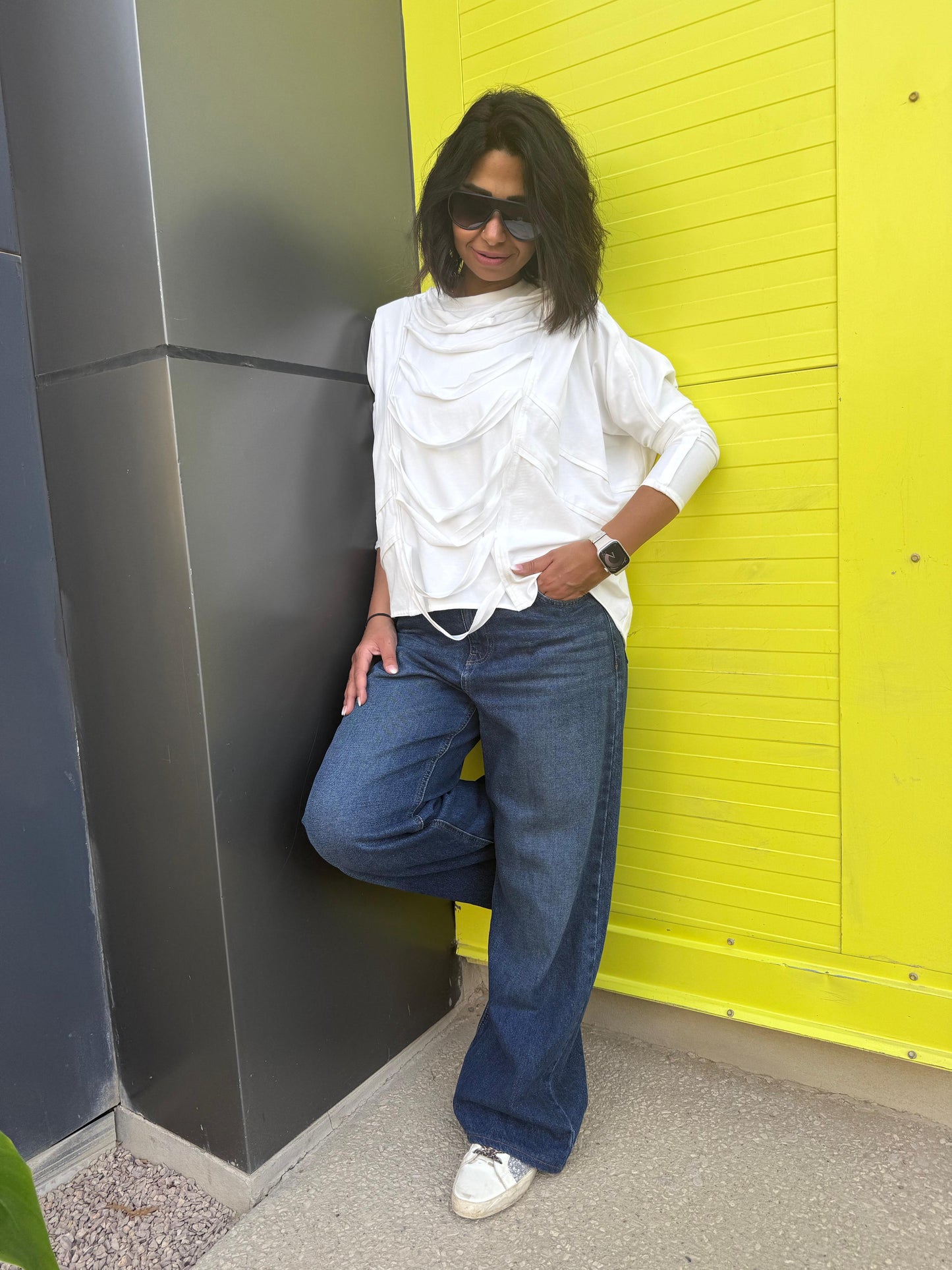 Ruched cotton t-shirt