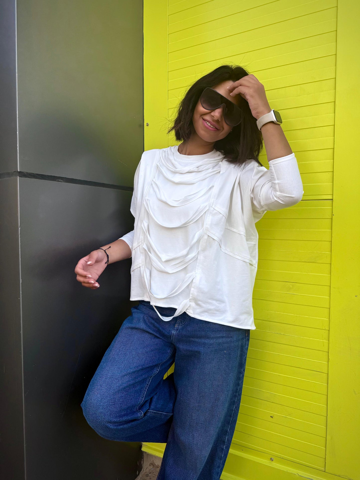 Ruched cotton t-shirt
