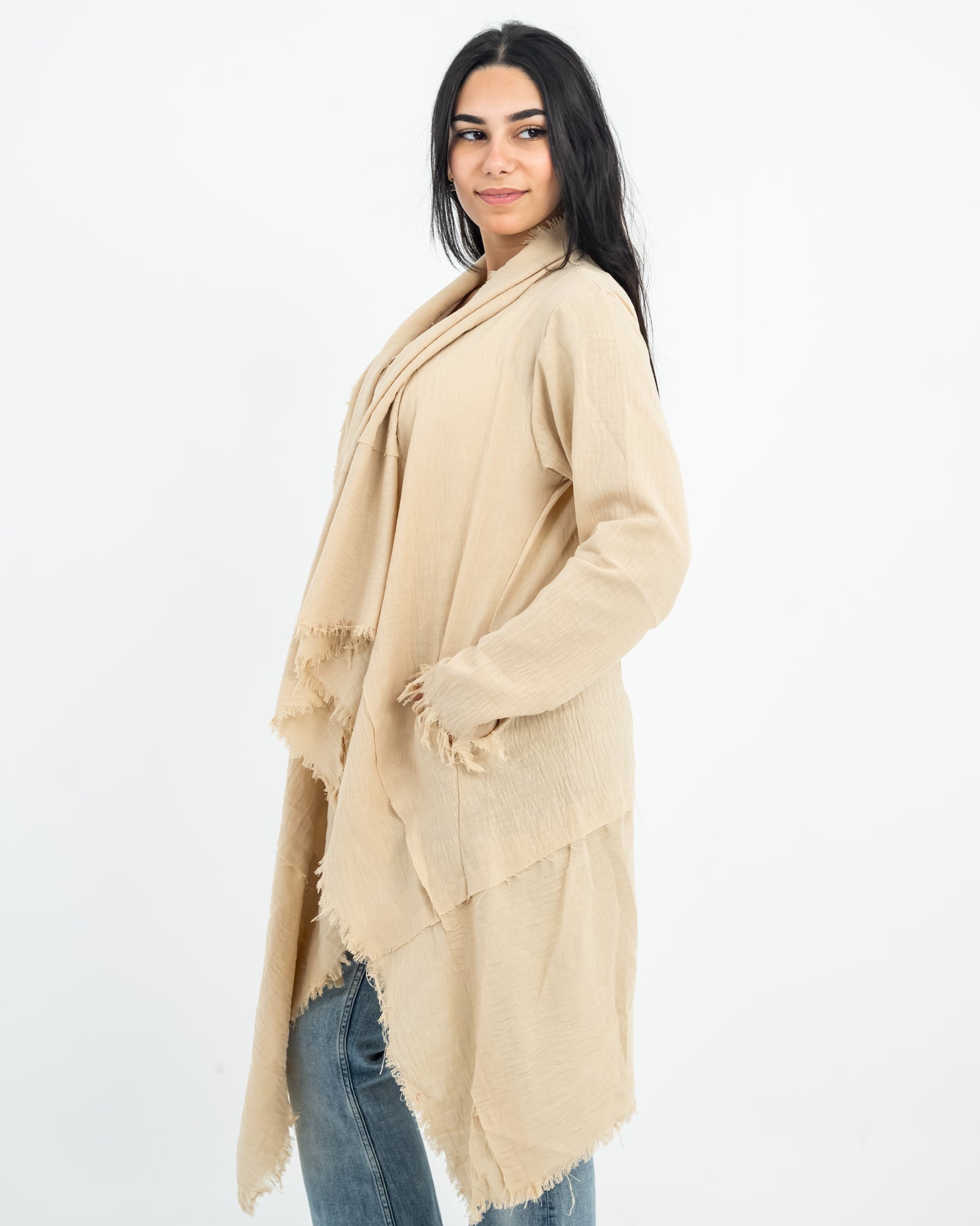 fringes linen cardigan