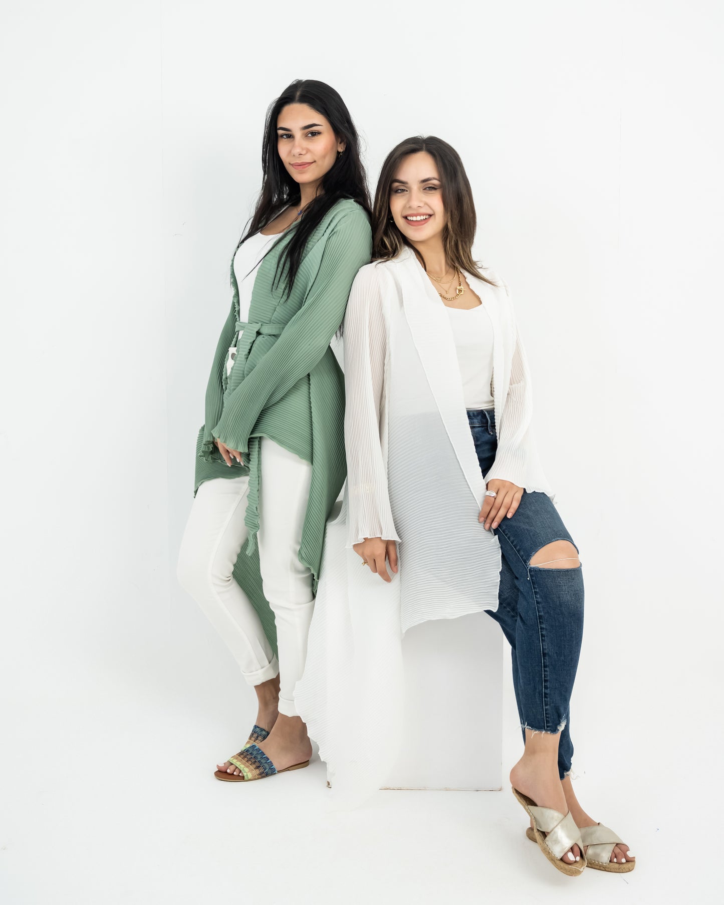 Plissé ruffle cardigan