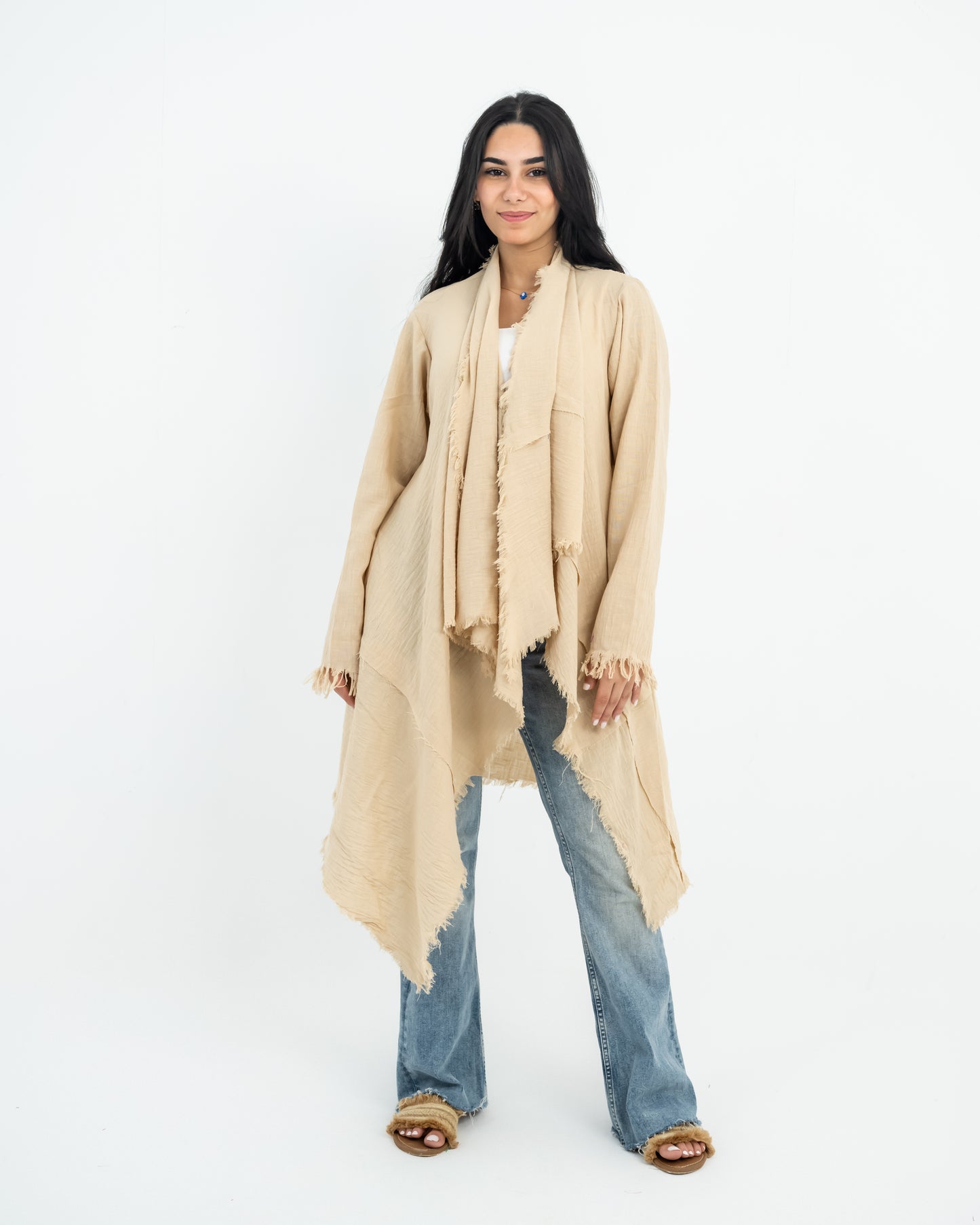 fringes linen cardigan