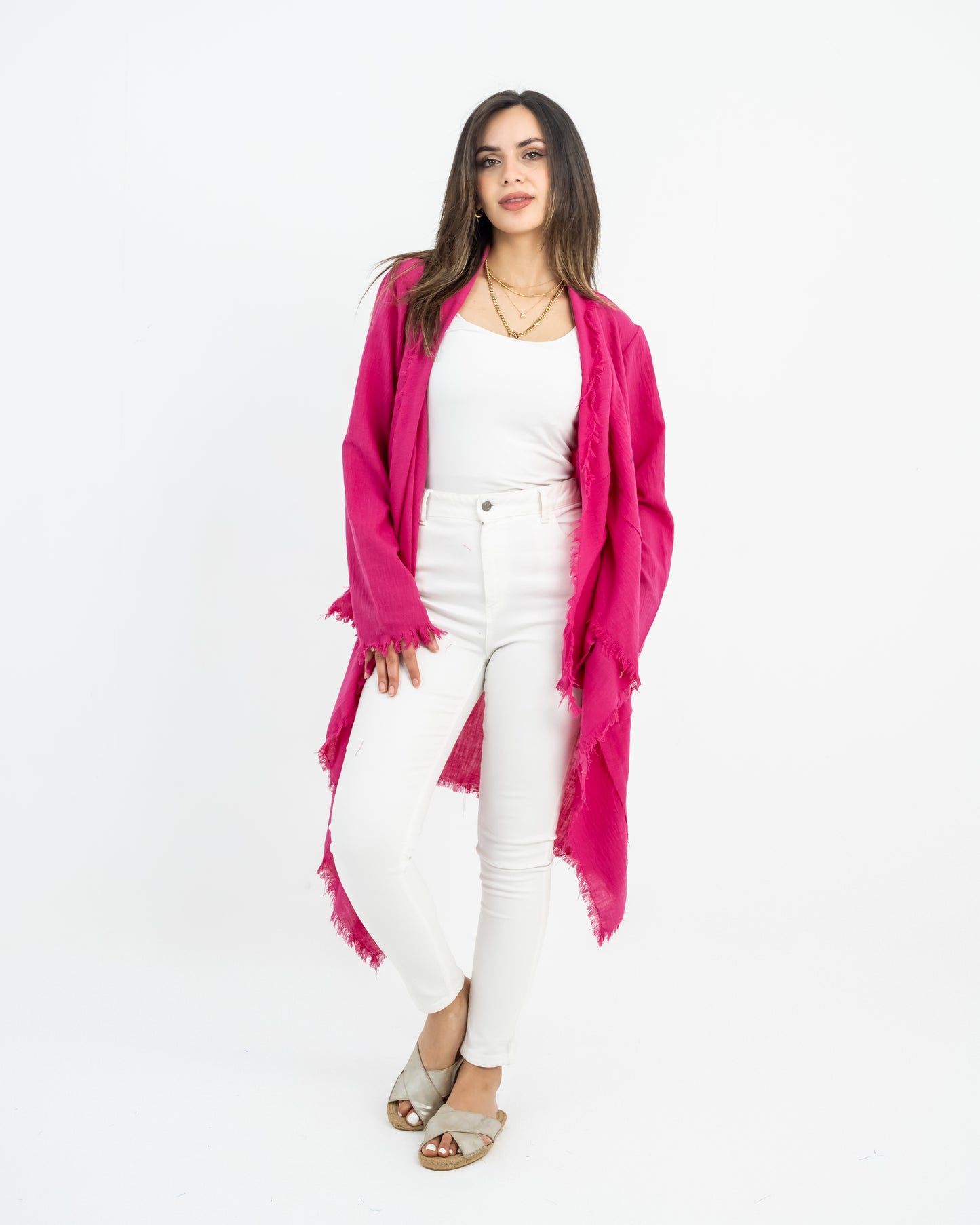 fringes linen cardigan