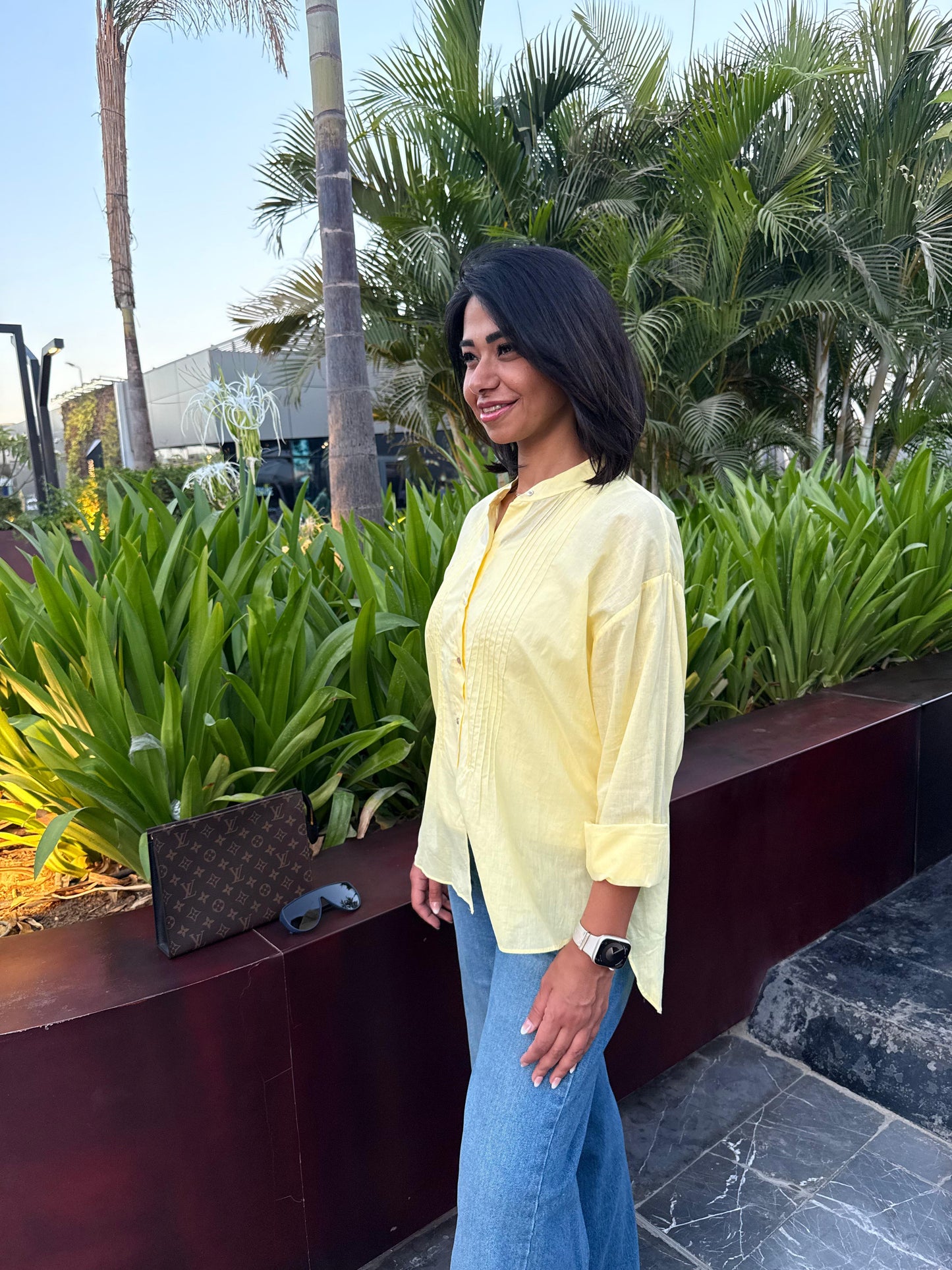 Half collar light shirt