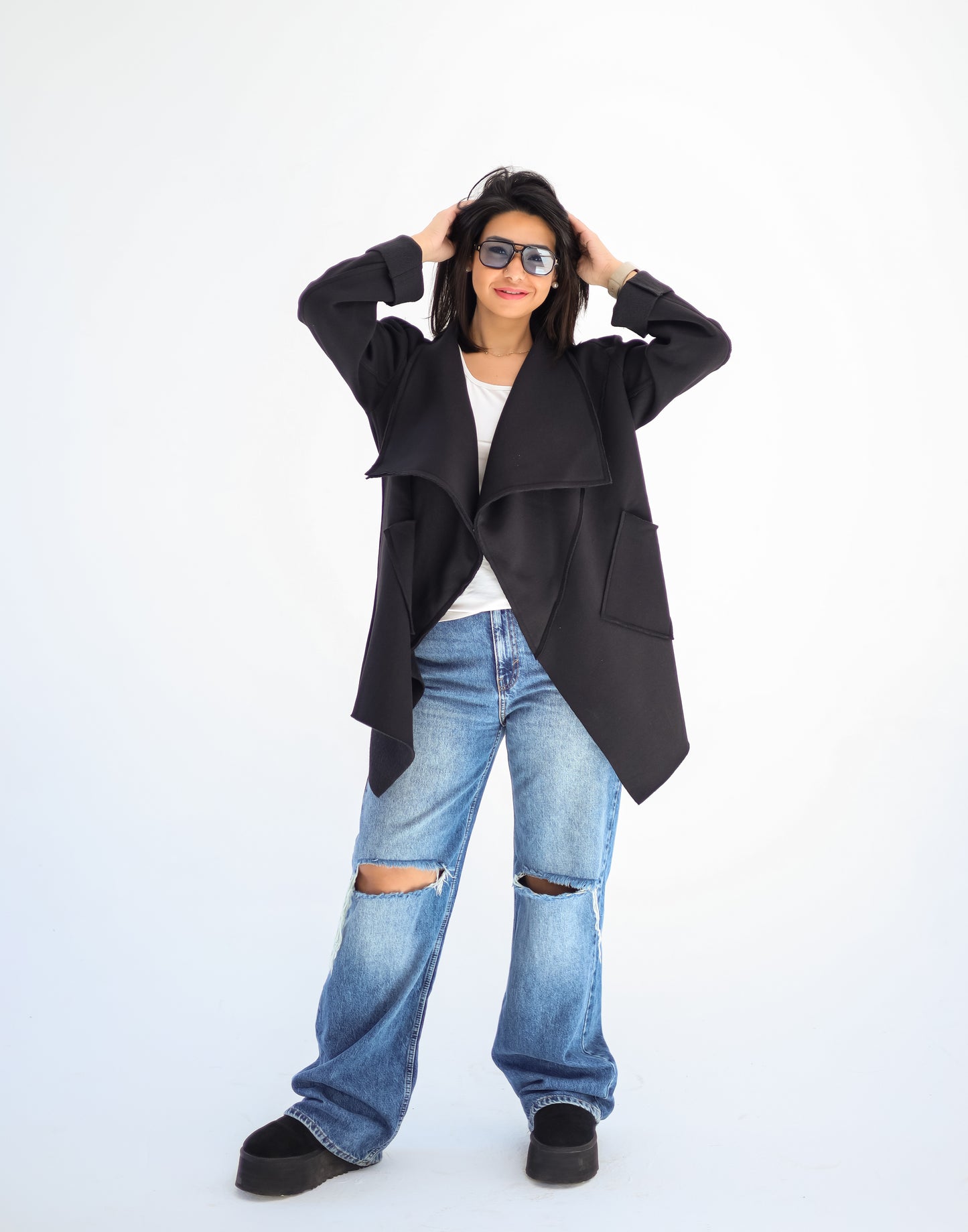 Unfinished Milton cardigan - BLACK