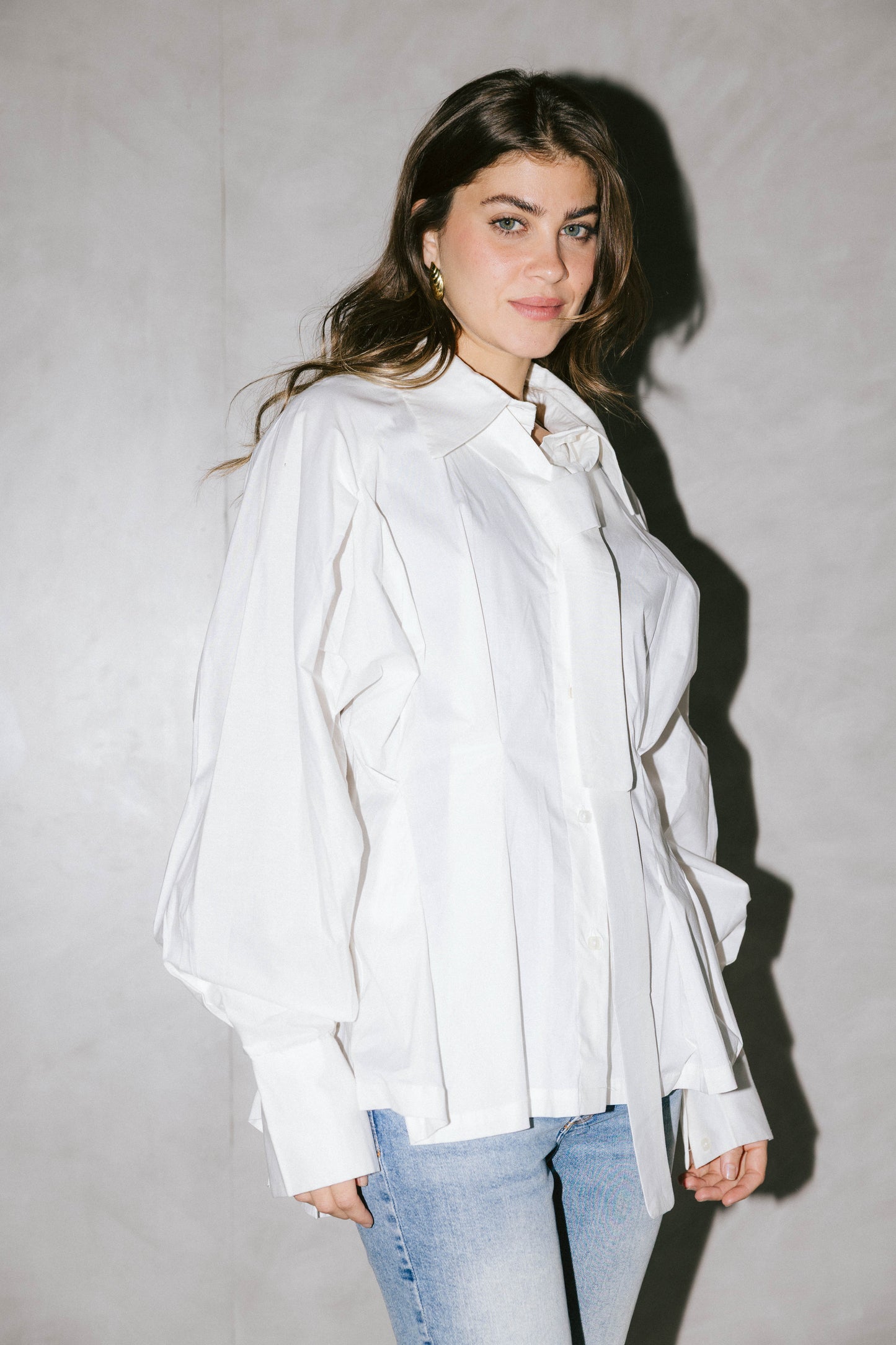 Waistline poplin shirt