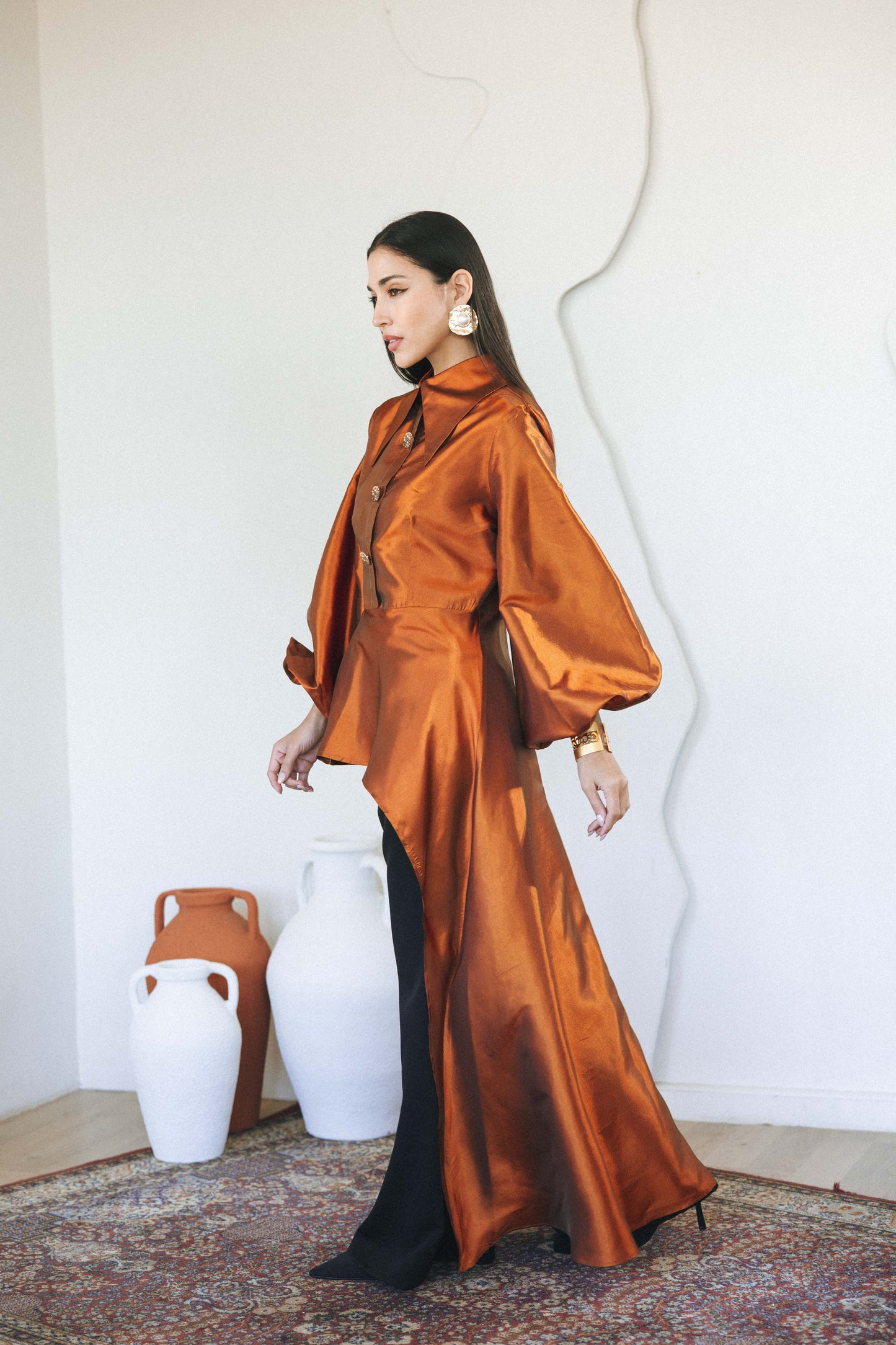 FLOW TAFFETA TOP - ORANGE