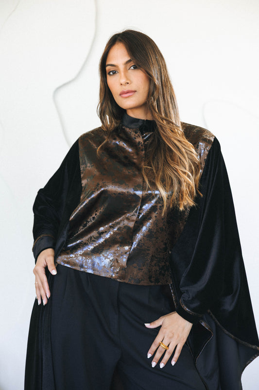 LEATHER VELVET KAFTAN