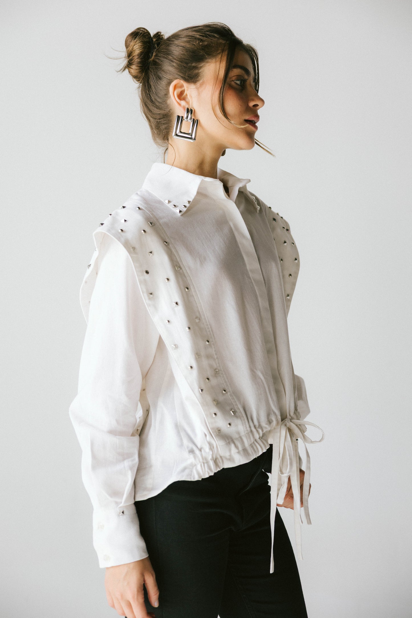 Studded linen shirt