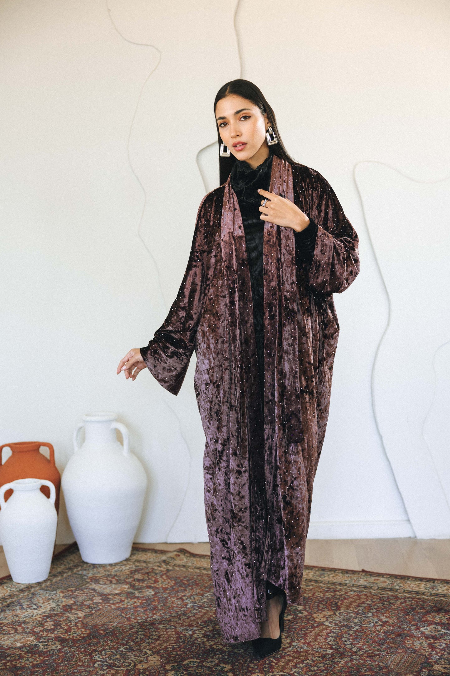RHINESTONES KAFTAN - BROWN