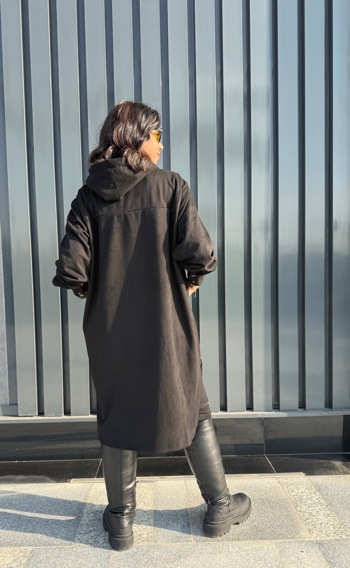 The striped suede oversized shirt