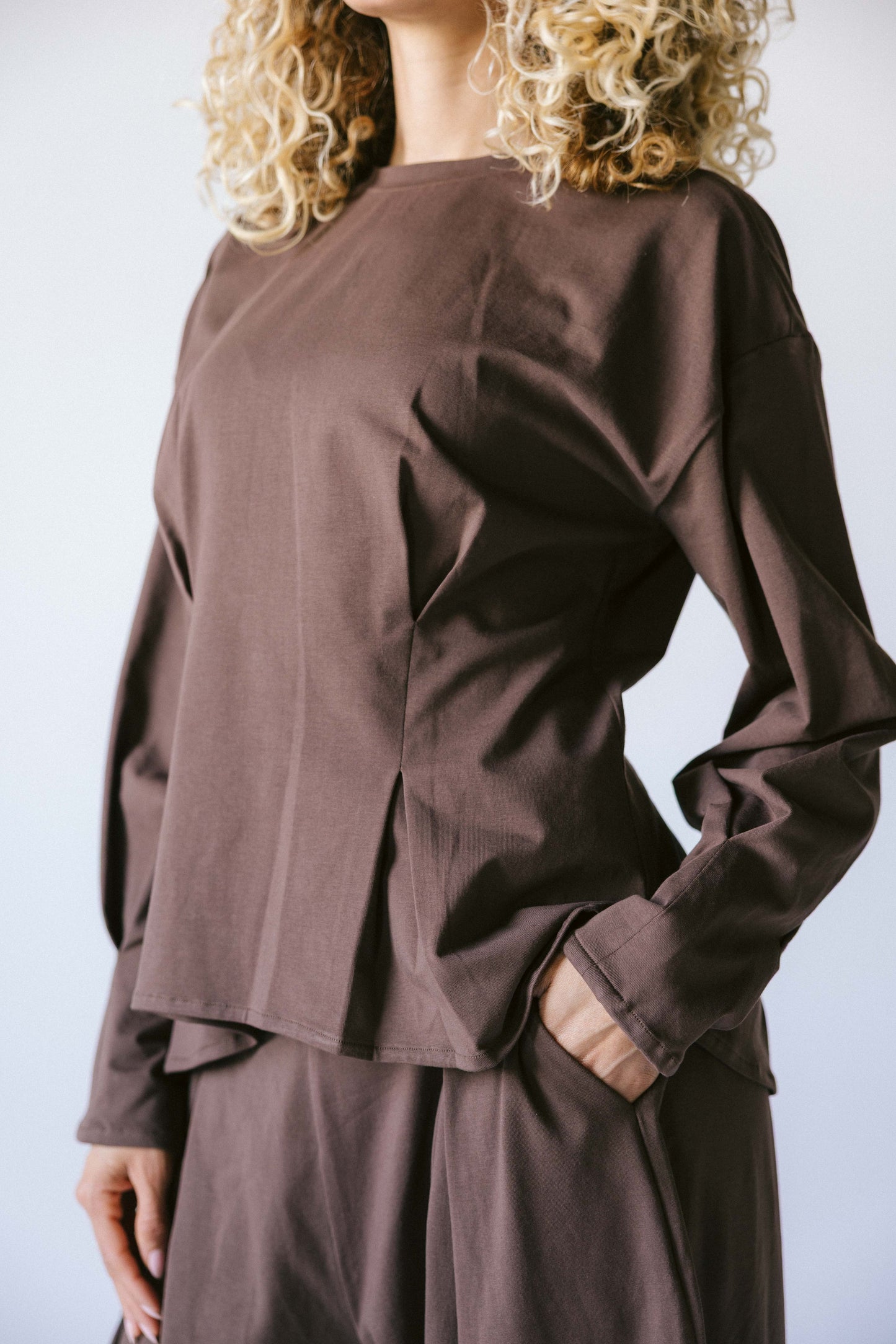 Pleats cotton set - brown
