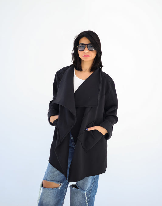 Unfinished Milton cardigan - BLACK