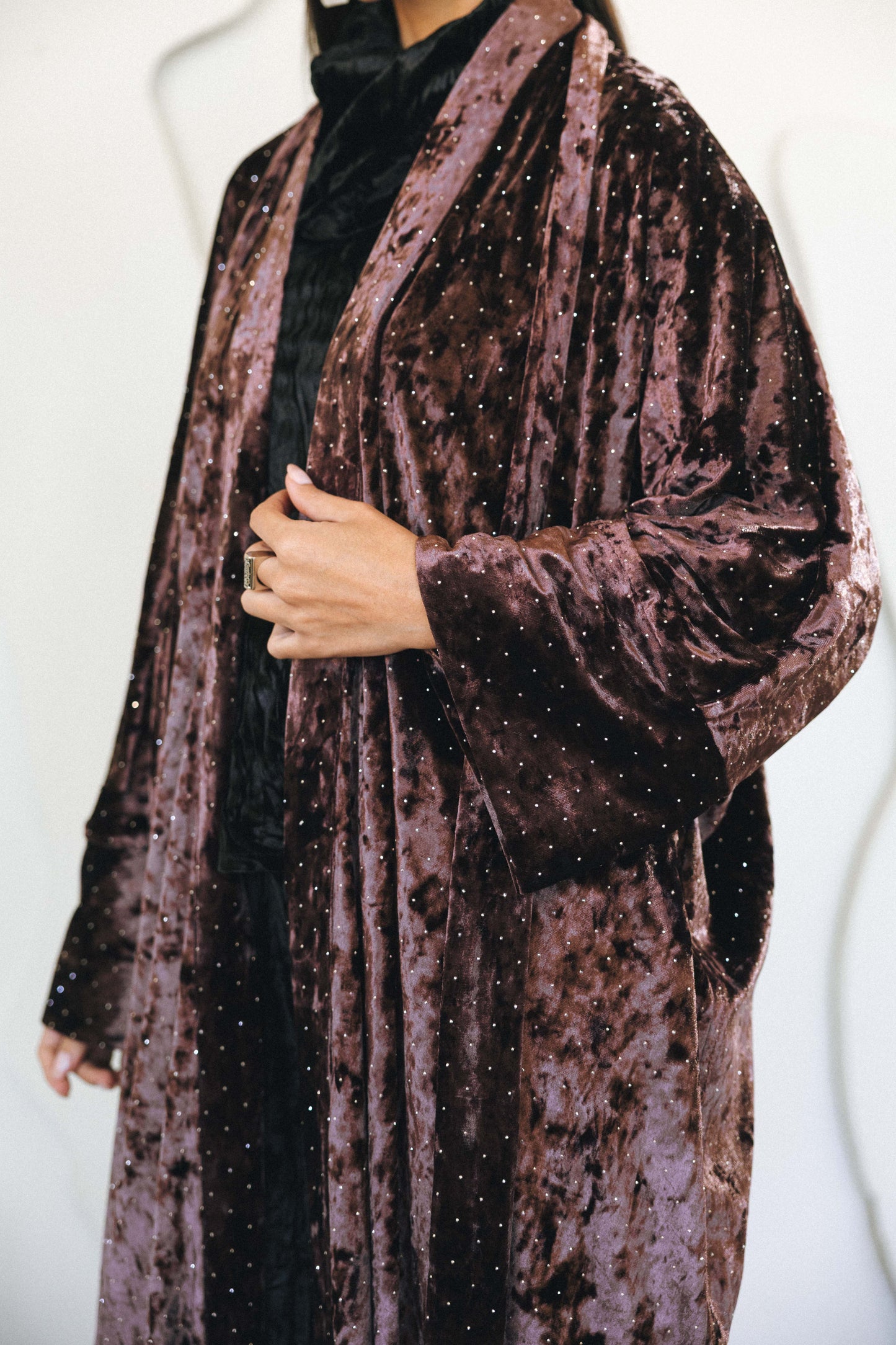 RHINESTONES KAFTAN - BROWN