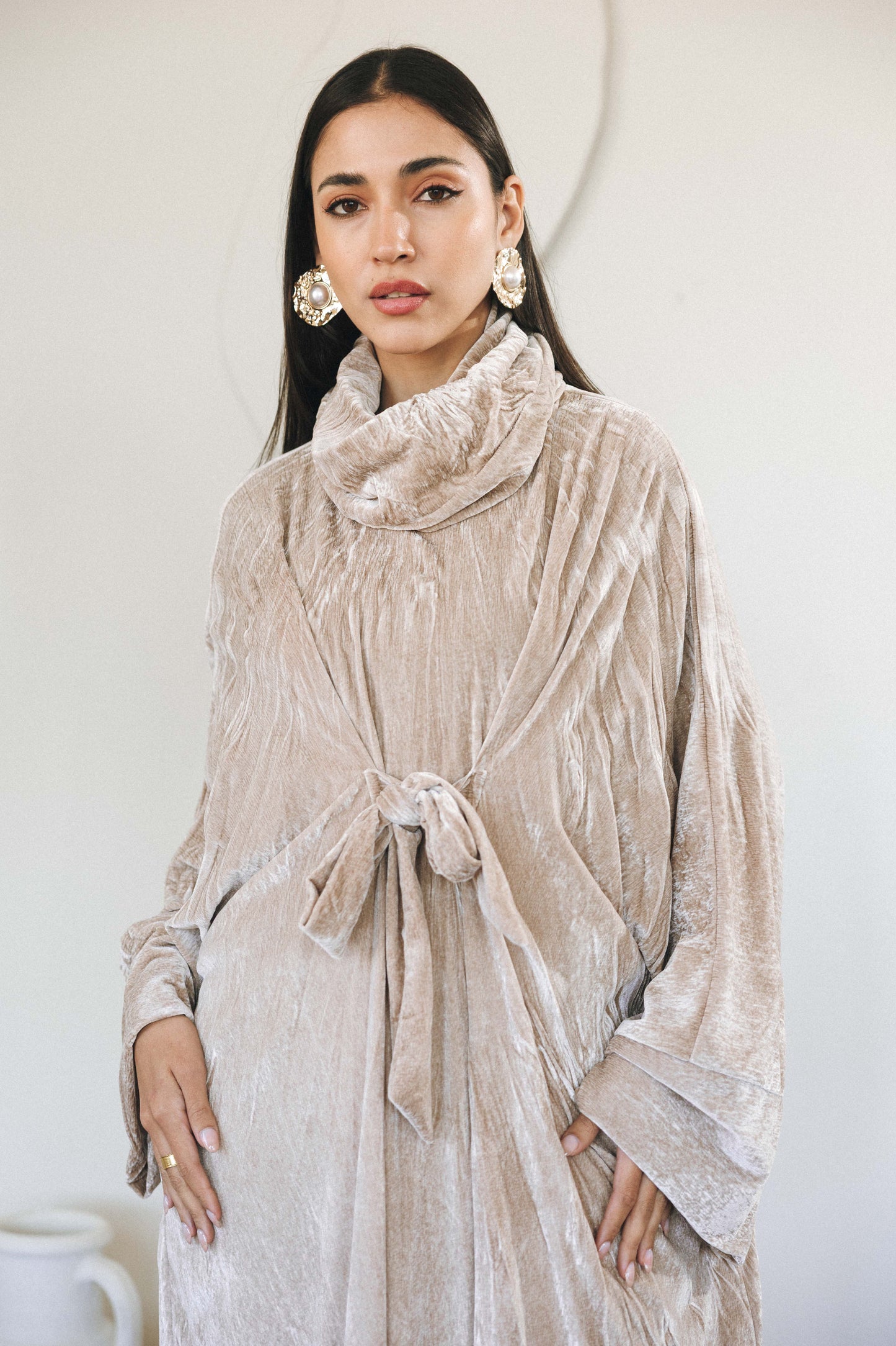 VELVET SERENITY KAFTAN - BEIGE