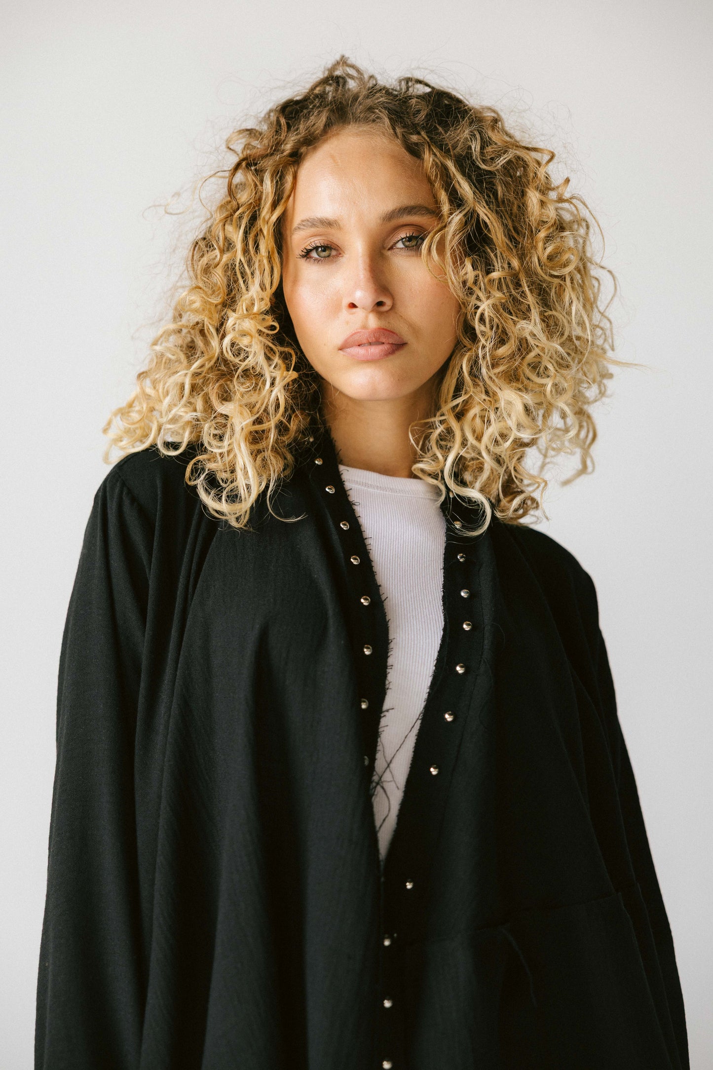 Studded asymmetric cardigan