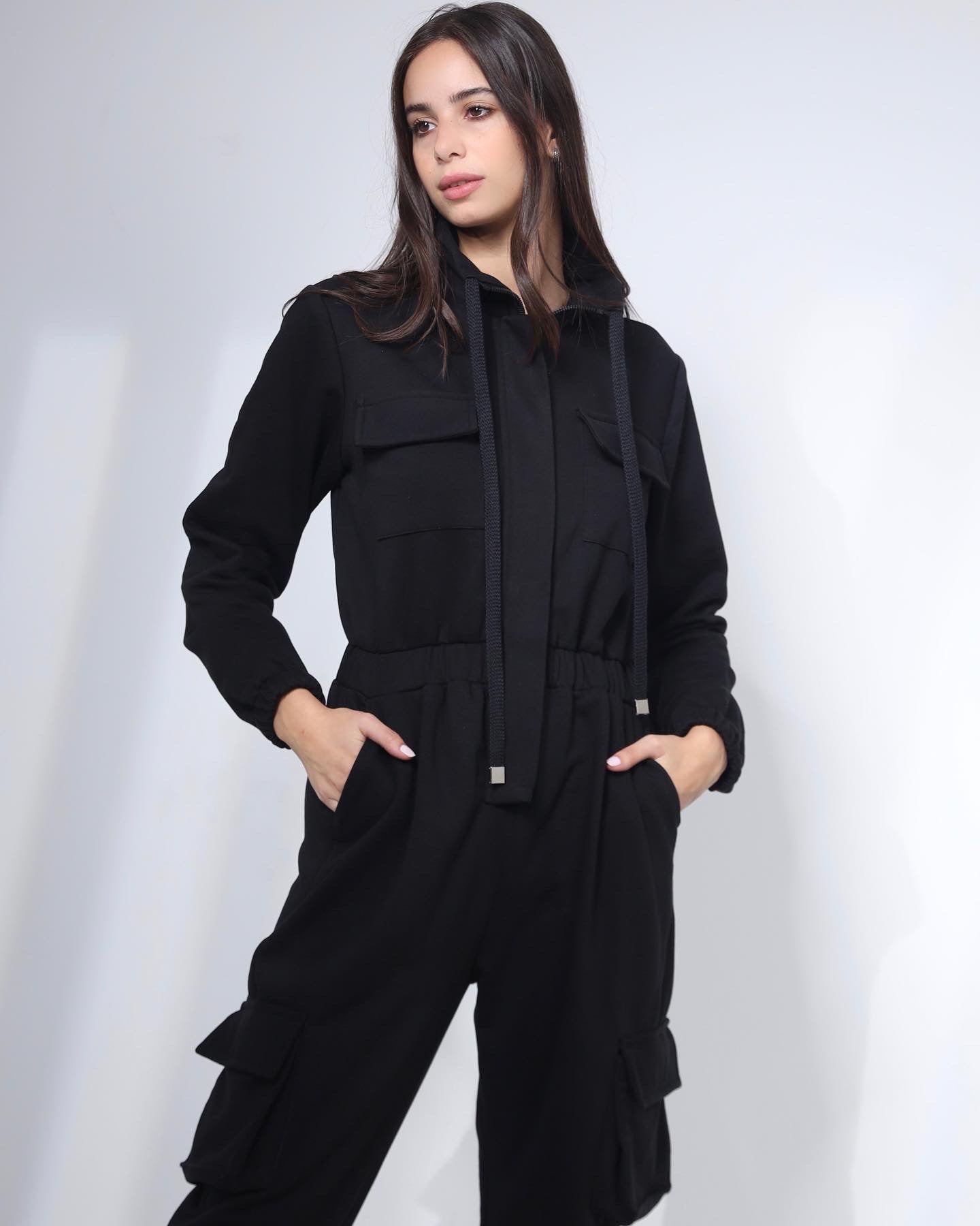 Cotton cargo jumpsuit