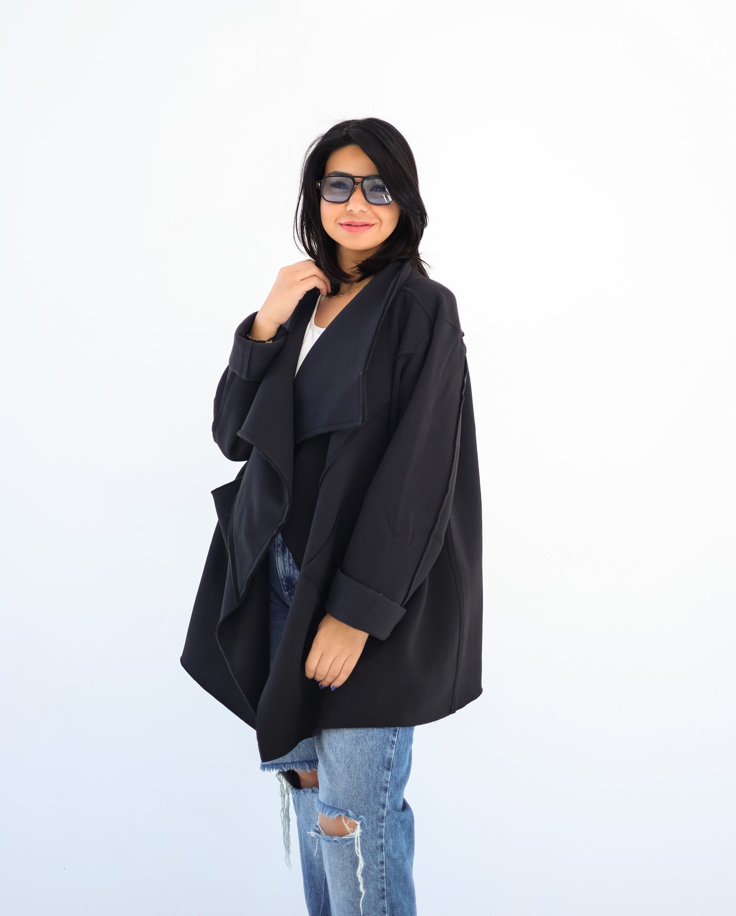 Unfinished Milton cardigan - BLACK