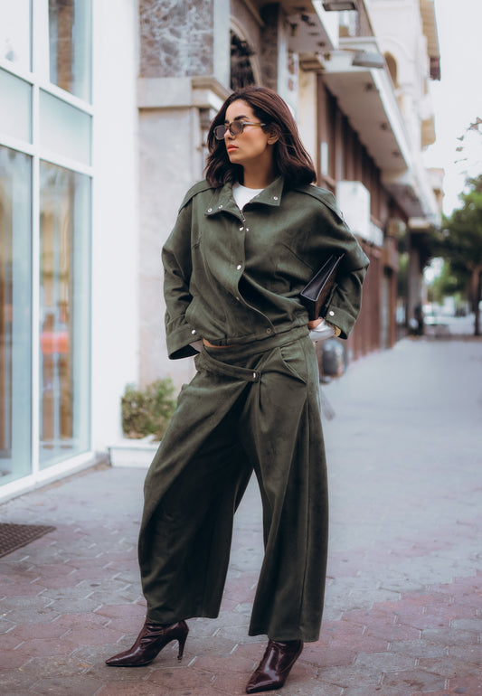 The relax suede set - OLIVE