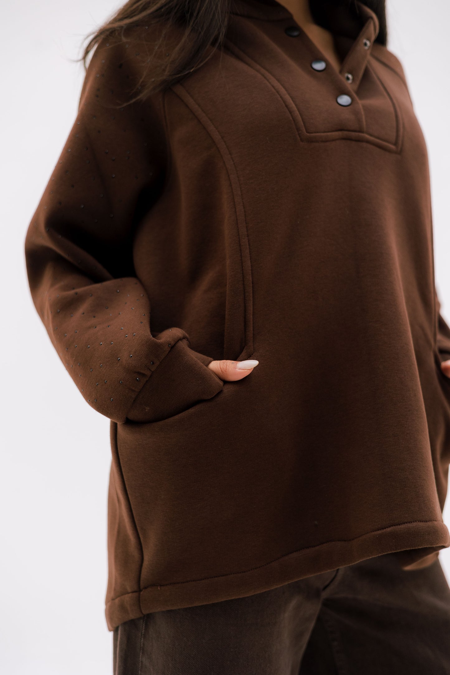 Rhinestone Whisper Hoodie - brown