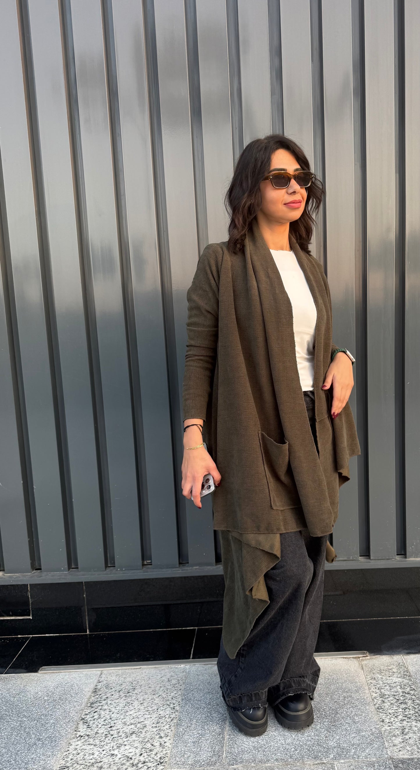 Asymmetrical knit cardigan