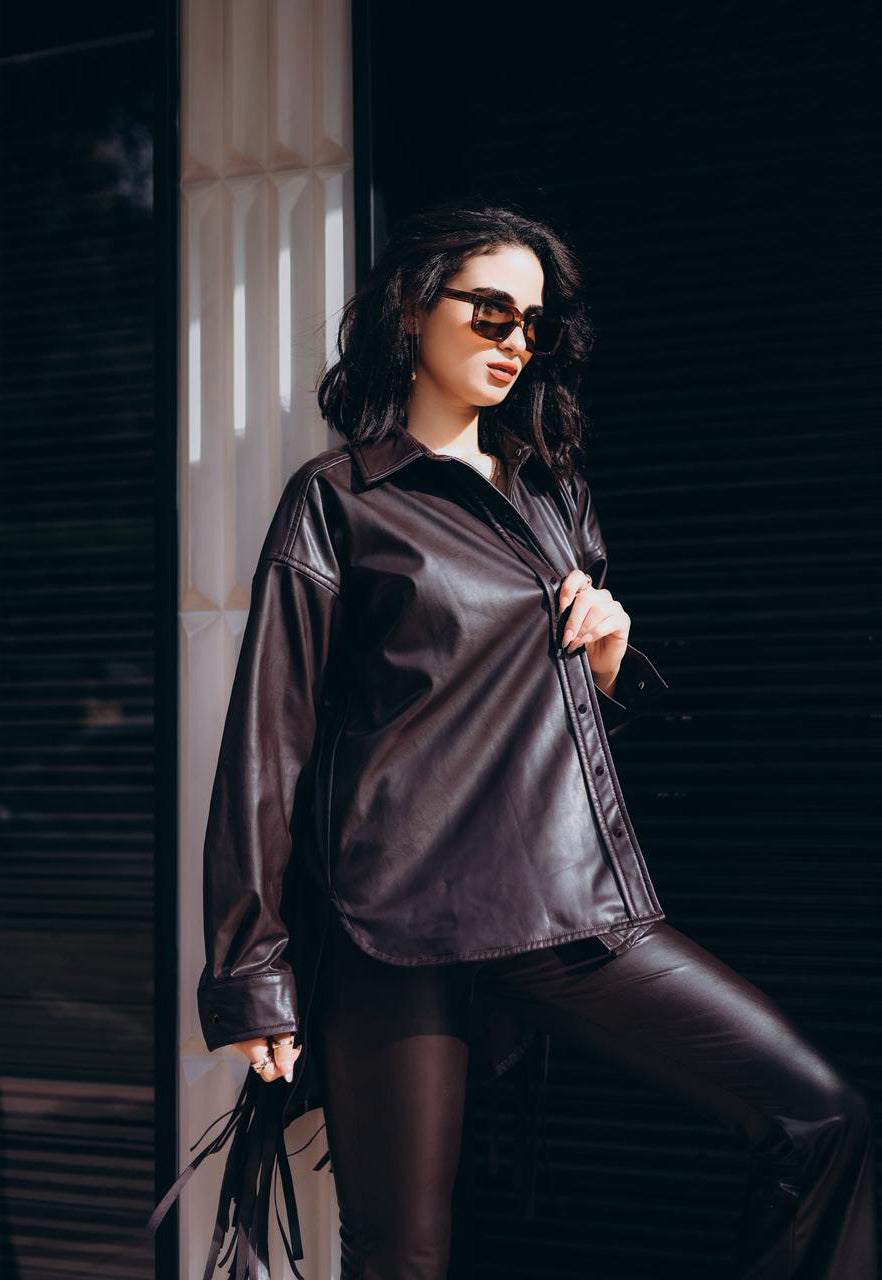 The leather fringes set - BROWN