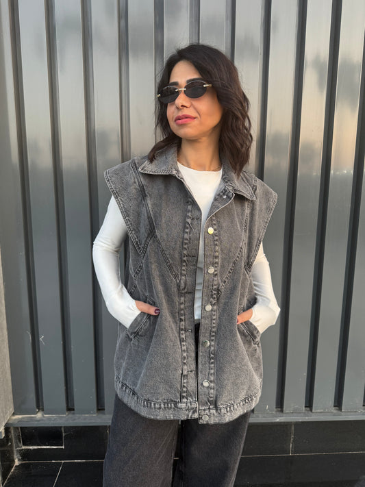 Denim vest - GREY