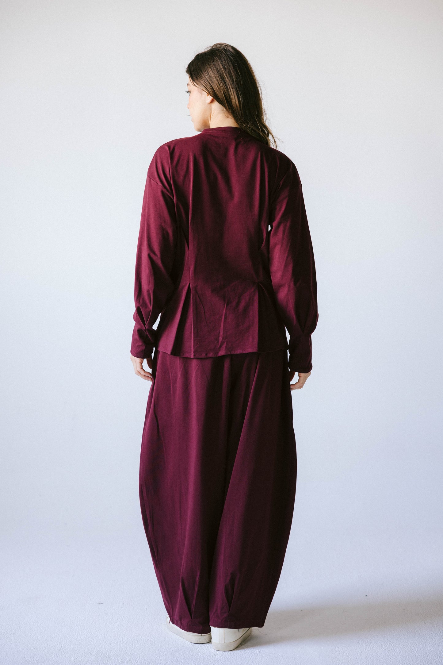 Pleats cotton set - burgundy