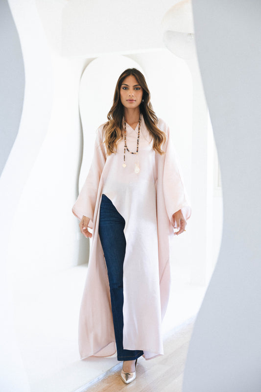 VELOUR FLOW KAFTAN - NUDE