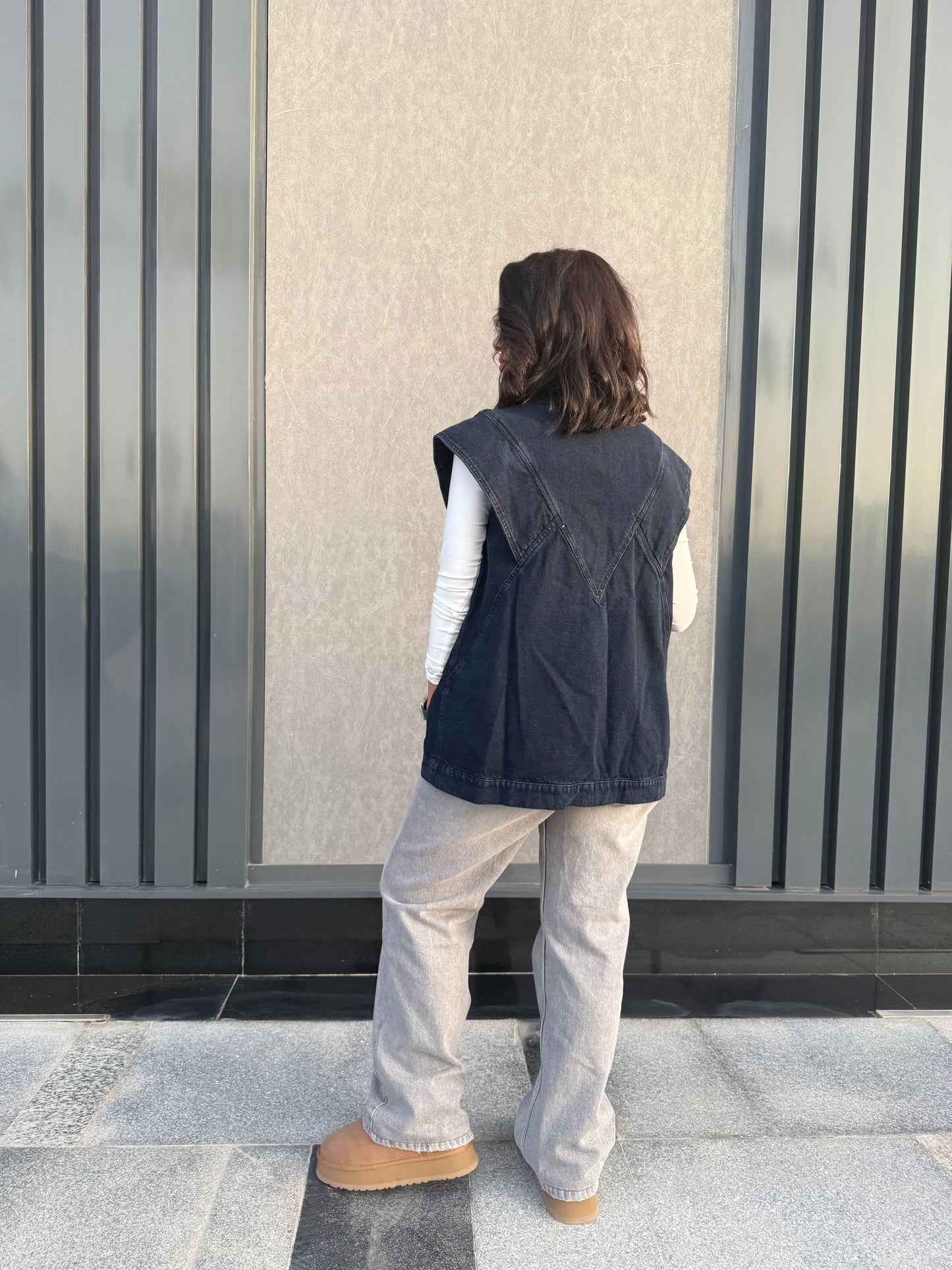 Denim vest - BLUE BLACK