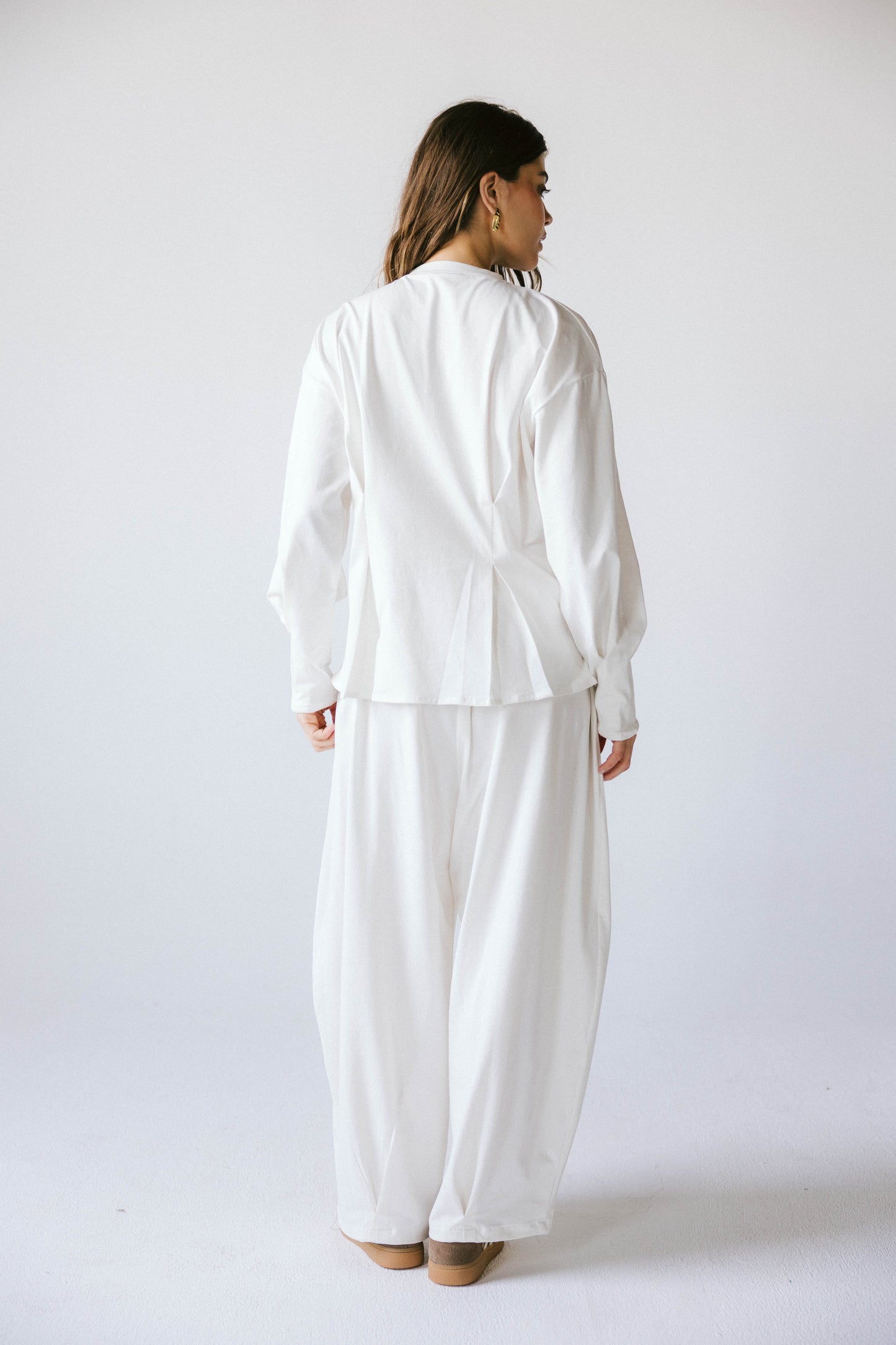 Pleats cotton set - white